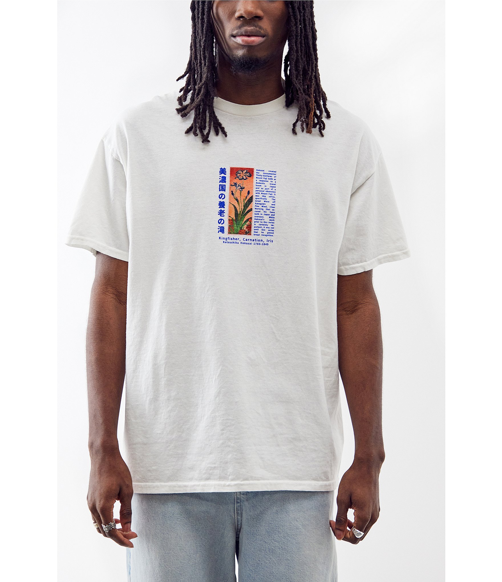 BDG Urban Outfitters Short-Sleeve White Hokusai Palm T-Shirt