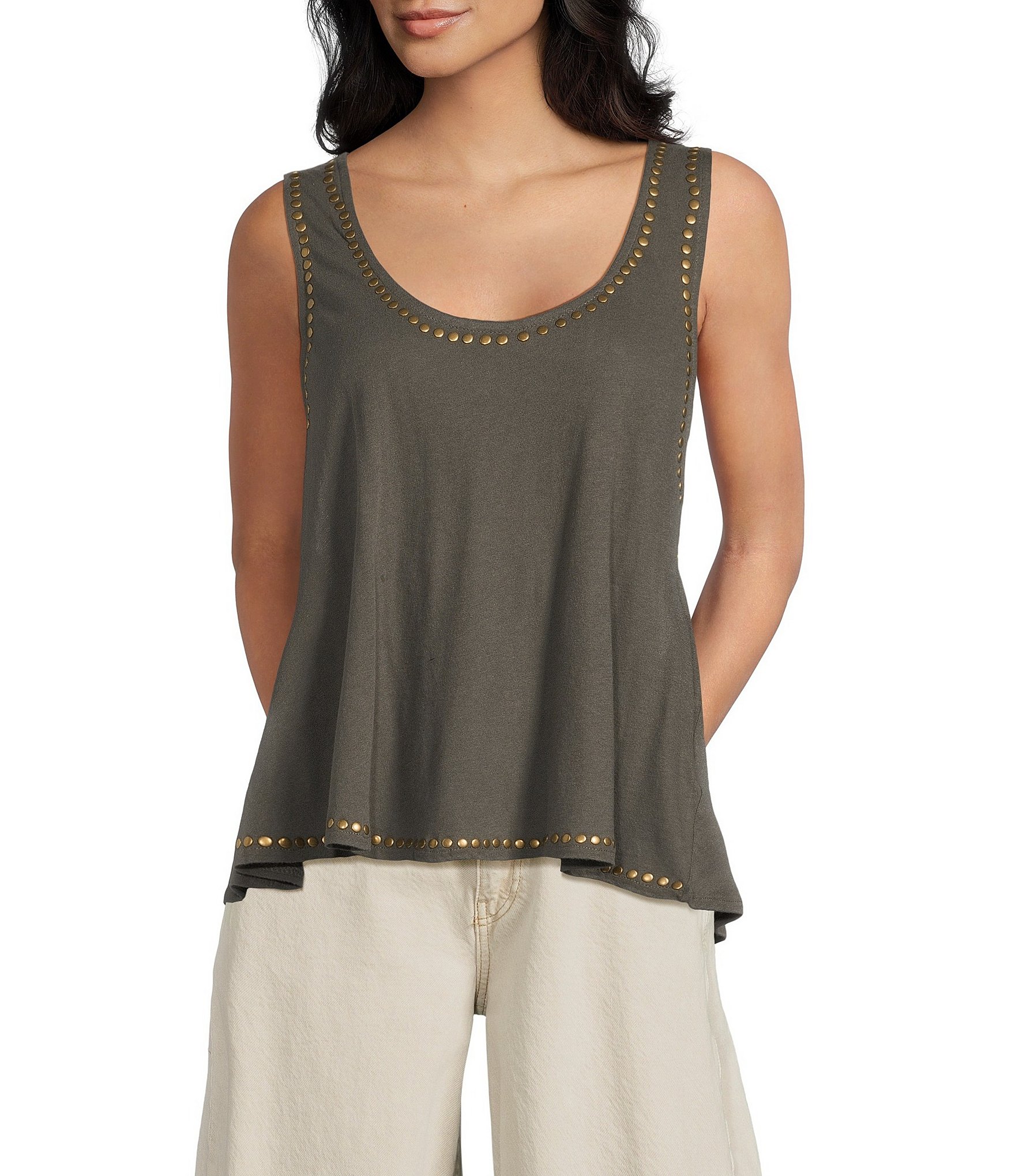 BDG Urban Outfitters Studded Sleeveless V-Neck Tank Top
