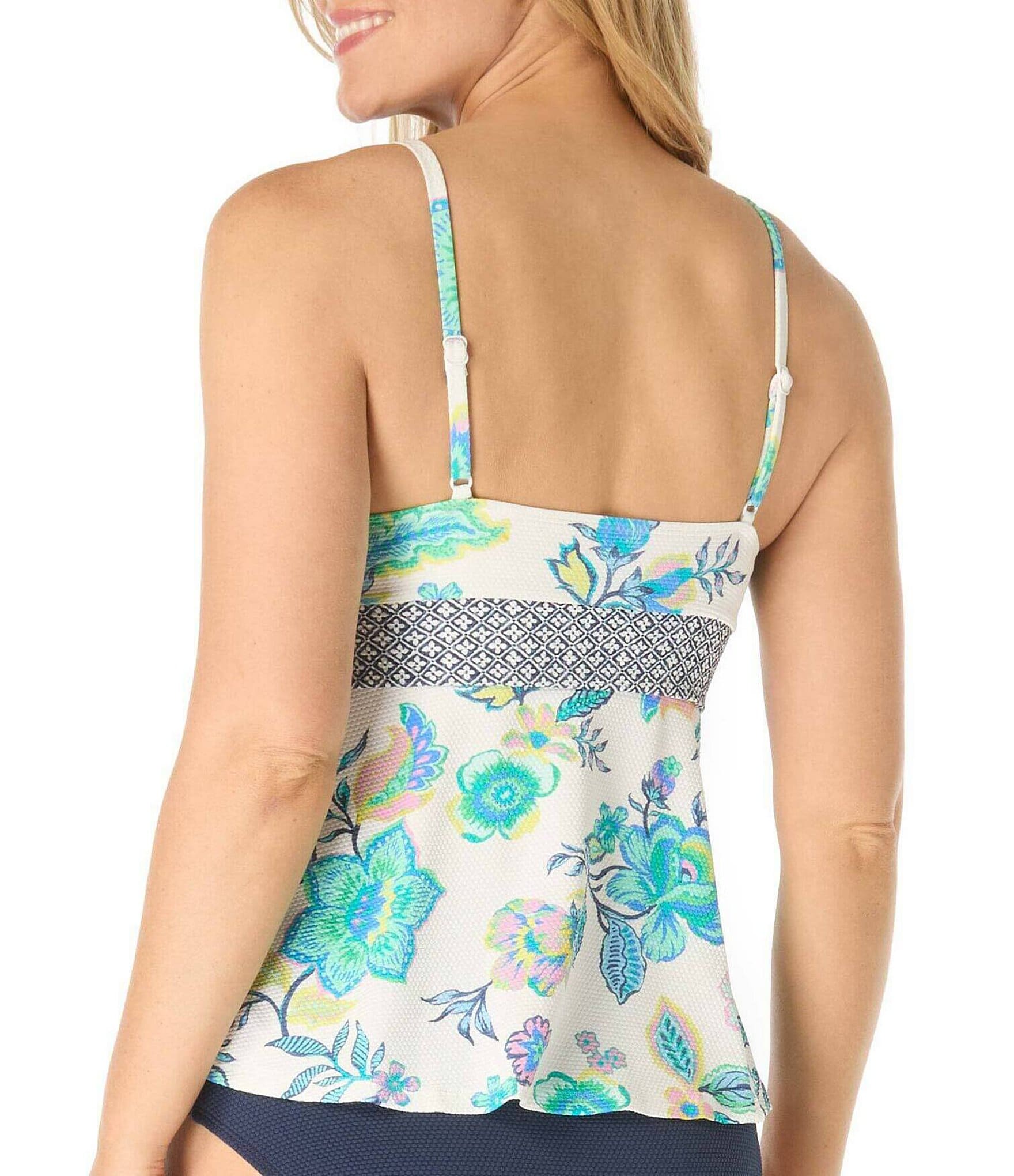 Beach House Diamond Meadows Adele Texture V-Neck Tankini Swim Top