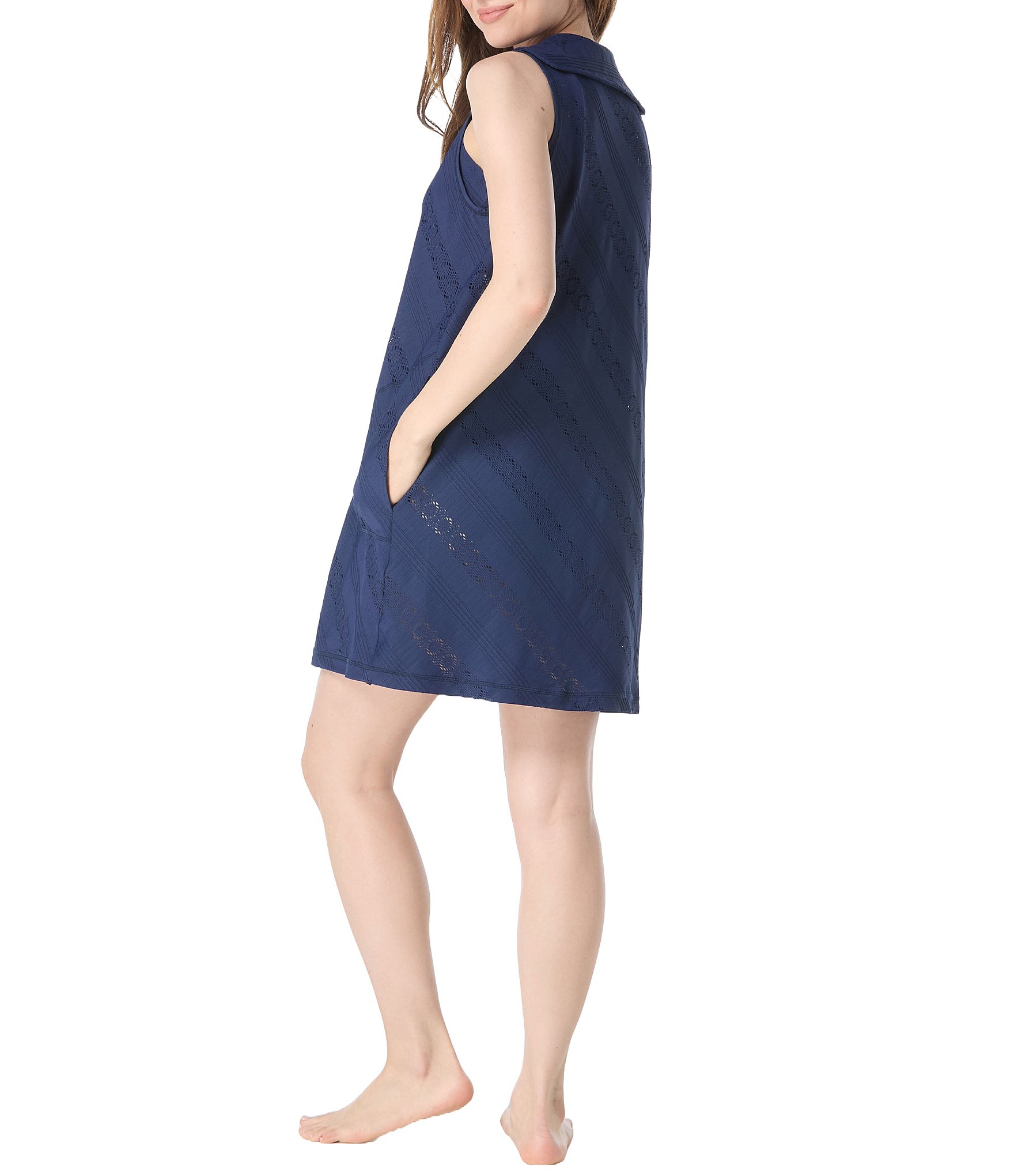 Beach House Eva Sunburst Crochet Zip Front Swim Cover-Up