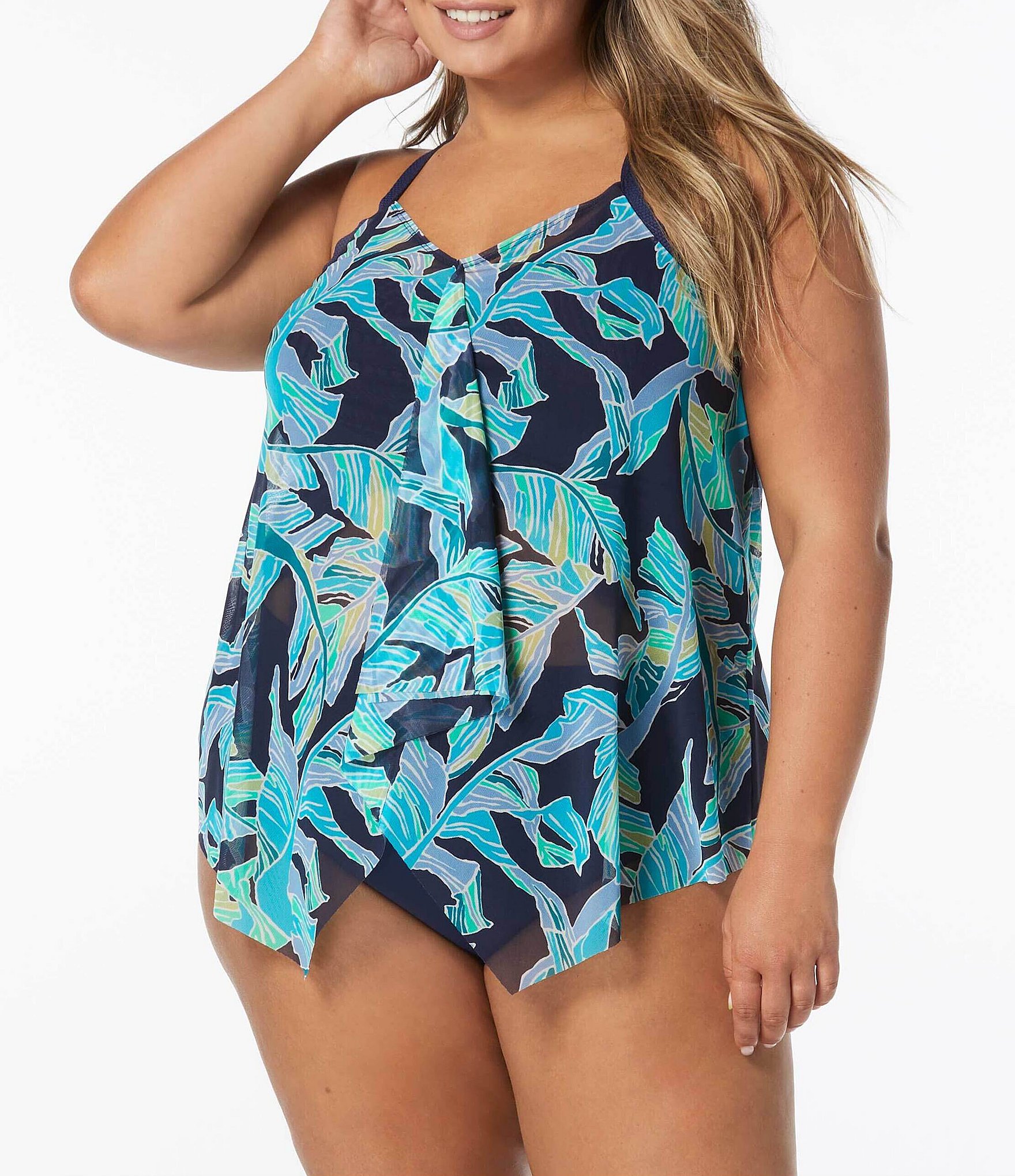 Beach House Sport Plus Size Ambition Fitted Cross Back Tankini Top