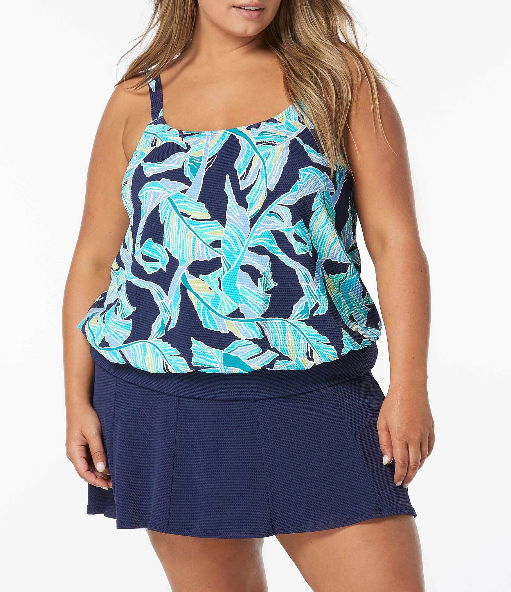 Beach House Plus Size Julie Tankini Top - Between the Lines