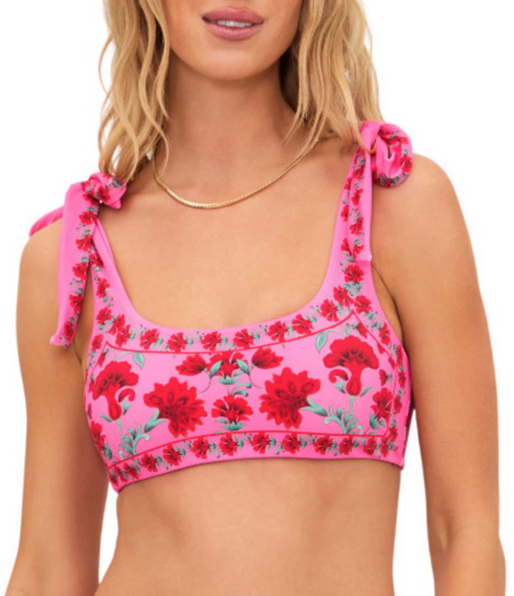Beach Riot Avalon Floral Tie Shoulder Bandeau Swim Top