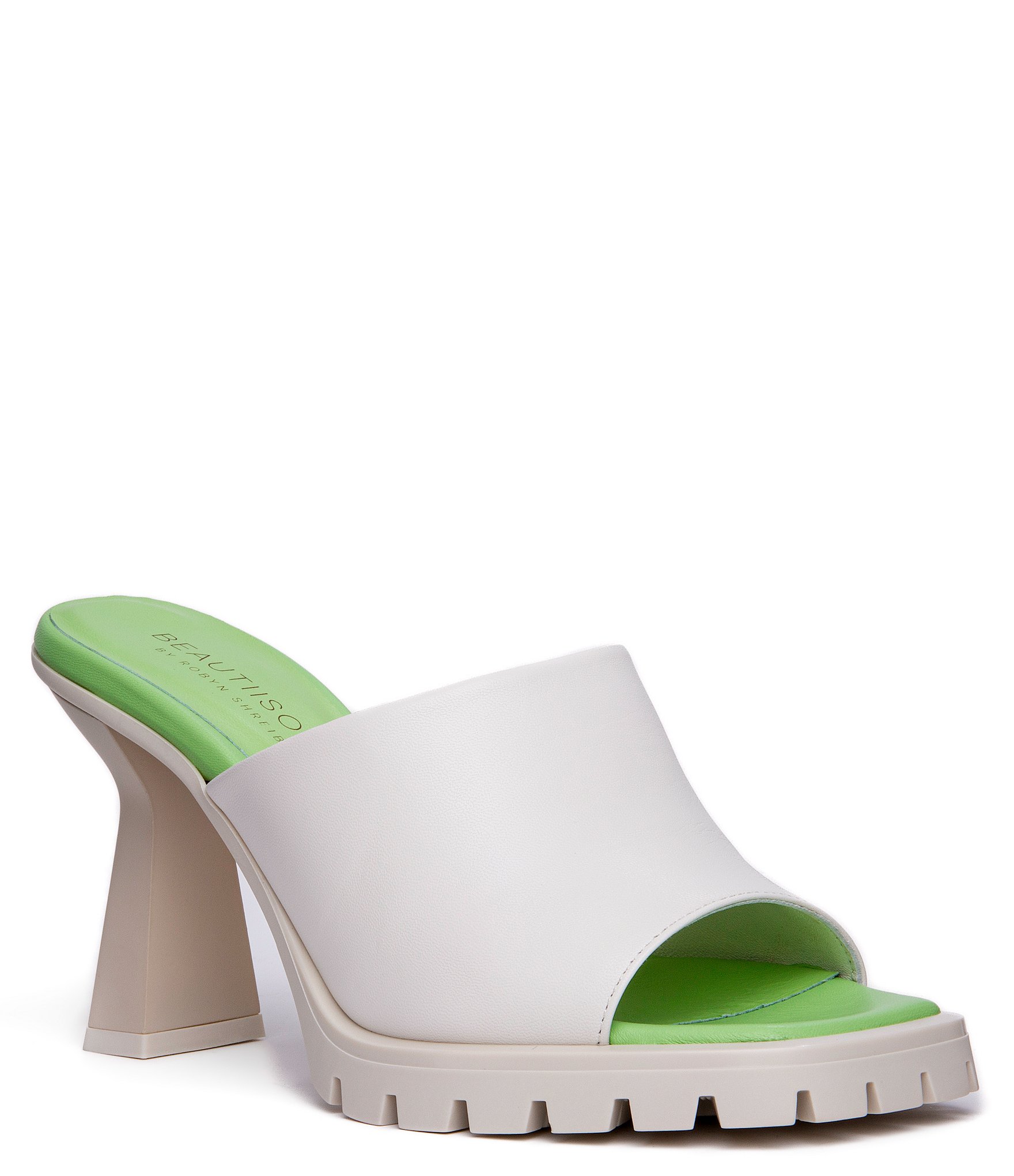 BEAUTIISOLES Amy Leather Lug Sole Slide Sandals | Dillard's
