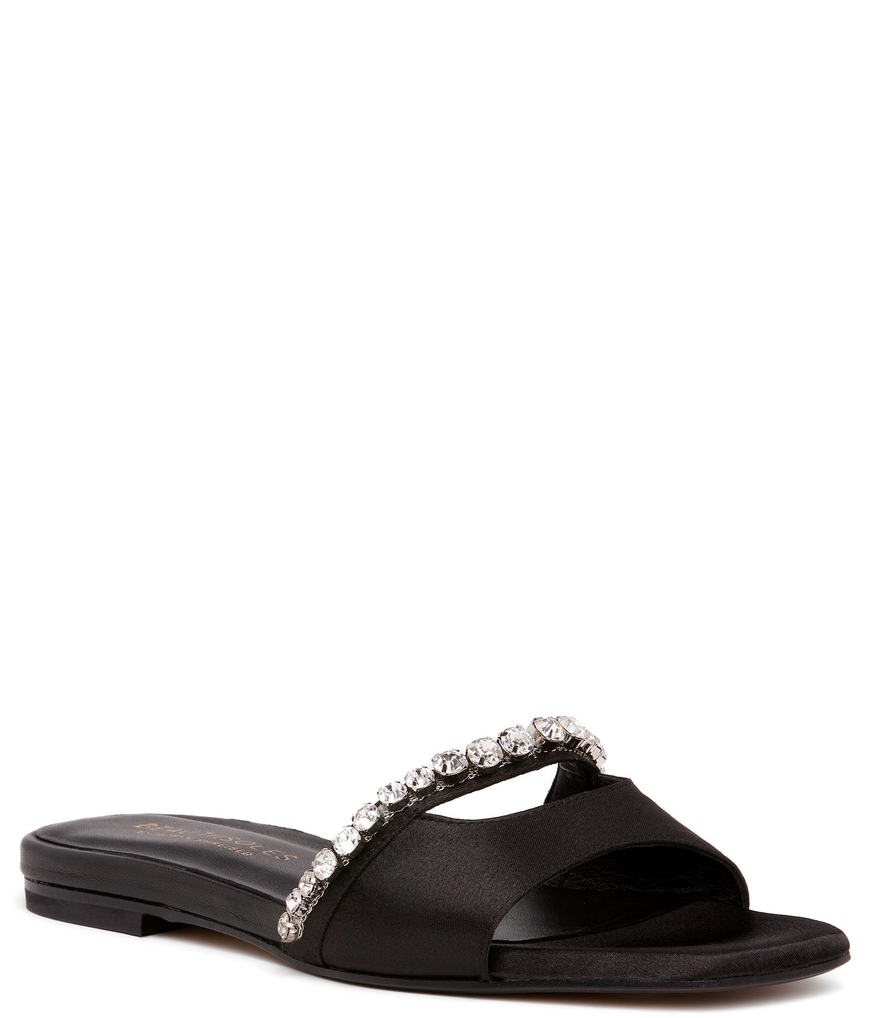 BEAUTIISOLES Gemma Satin Rhinestone Embellished Slide Sandals | Dillard's