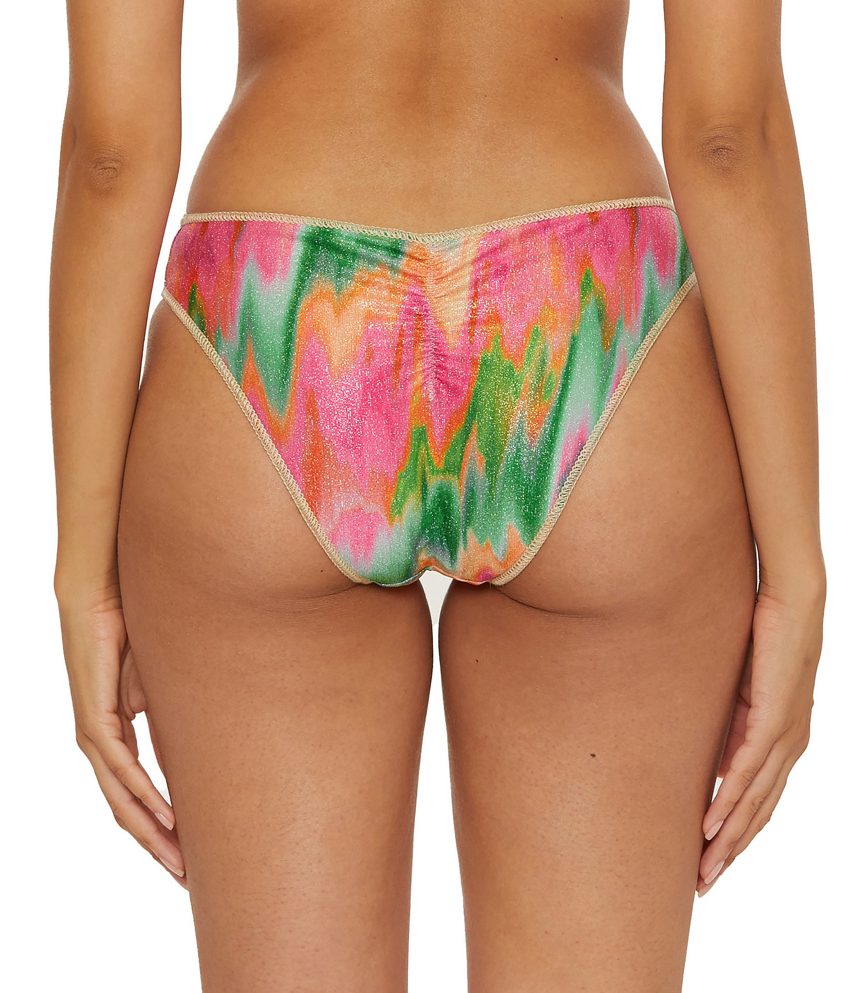 Becca By Rebecca Virtue Mirage Metallic Shirred Back Hipster Swim Bottom