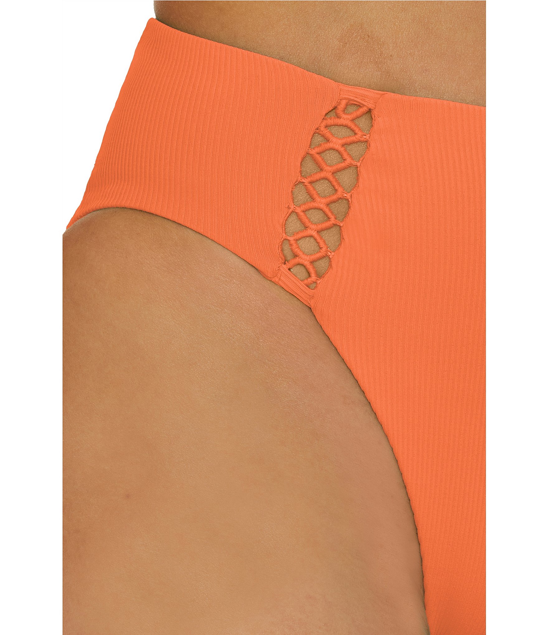 Becca By Rebecca Virtue Modern Edge Fine Ribbed Texture High Waist Swim Bottom