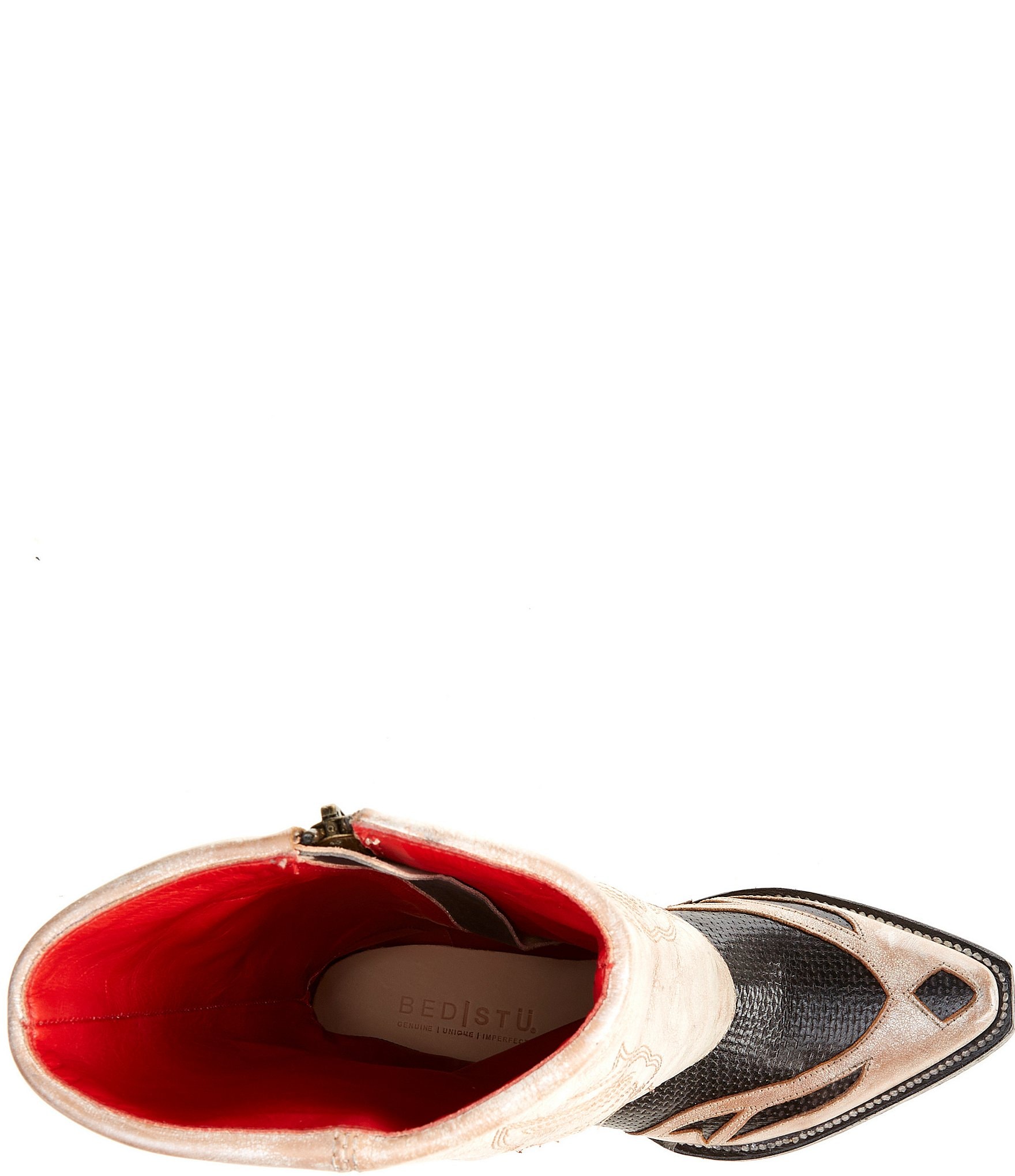 Bed Stu Blind Distressed Embossed Leather Foldover Tall Western Boots