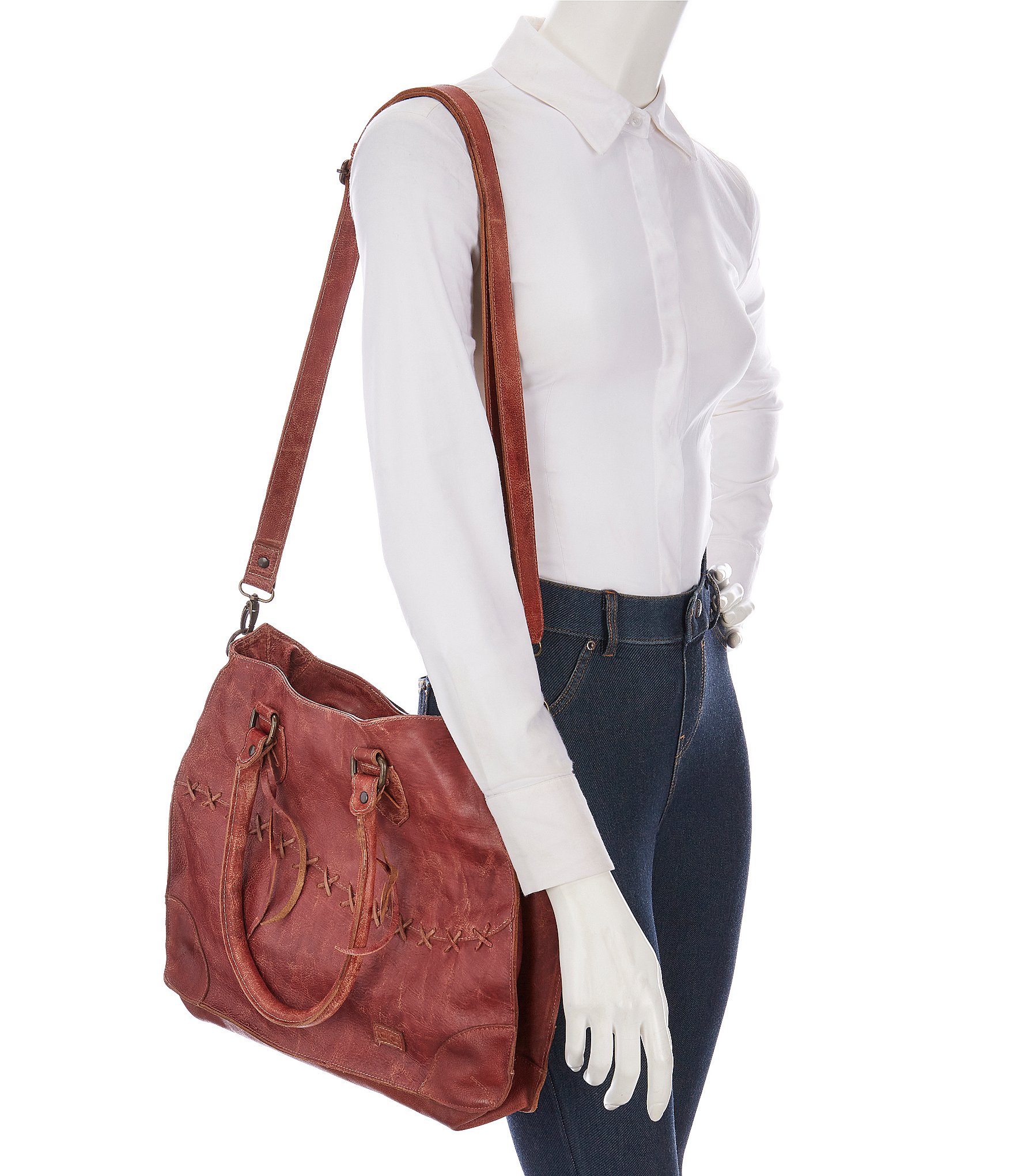 Bed Stu Bruna Stitch Tanned Leather Satchel Bag