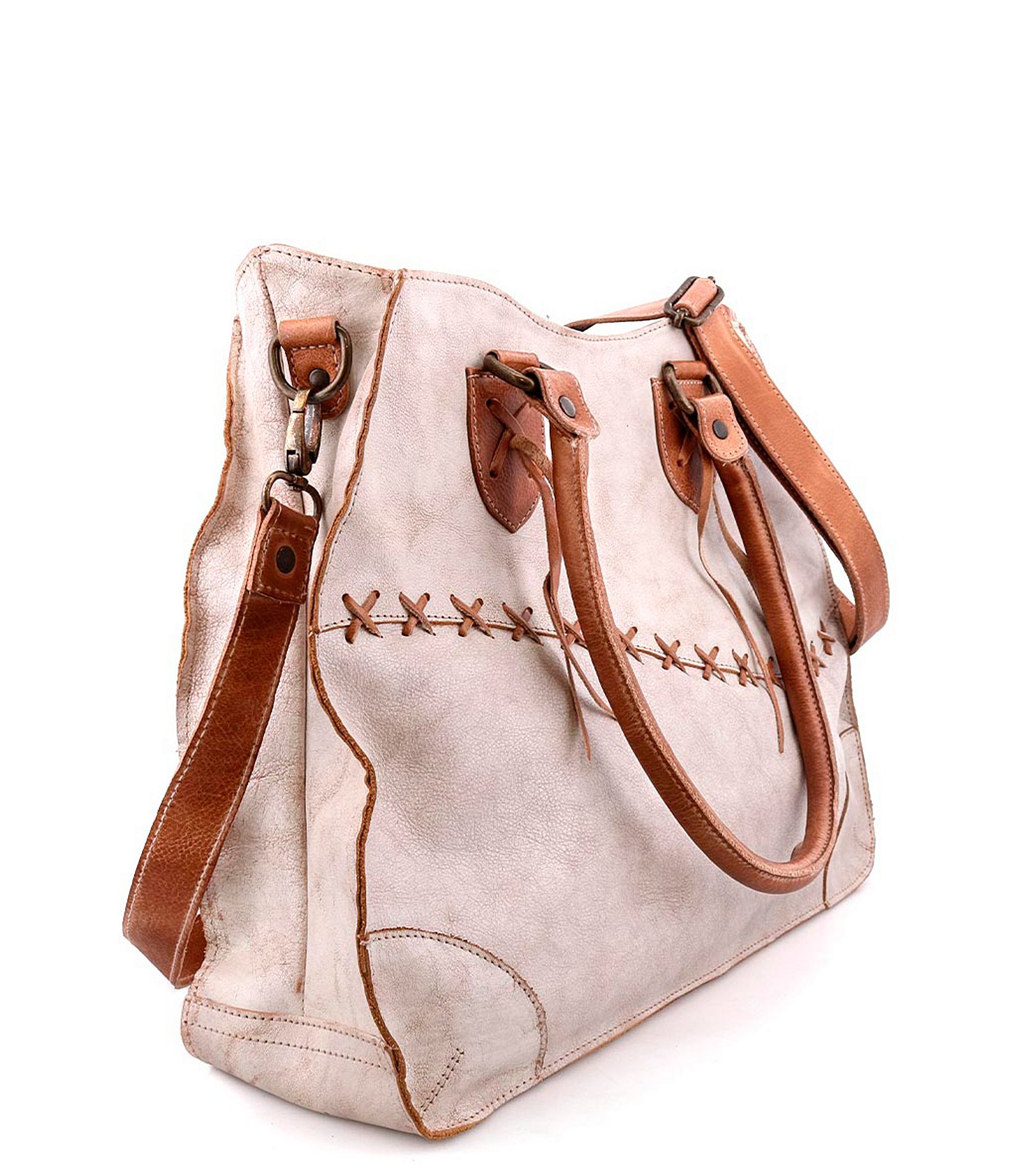 Bed Stu Bruna Stitch Tan Leather Satchel Bag