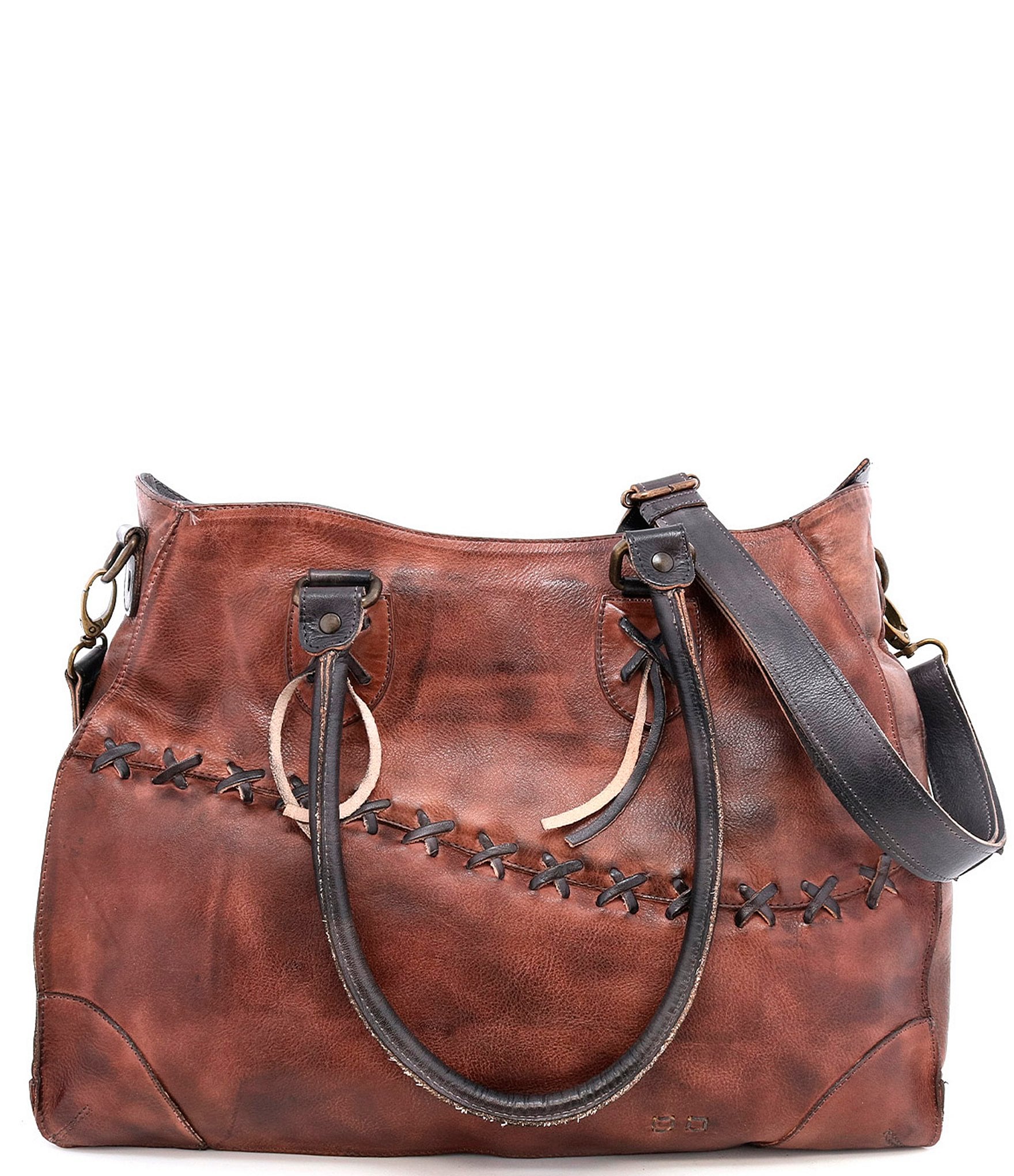 Bed Stu Bruna Stitch Tanned Rustic Leather Satchel Bag | Dillard's