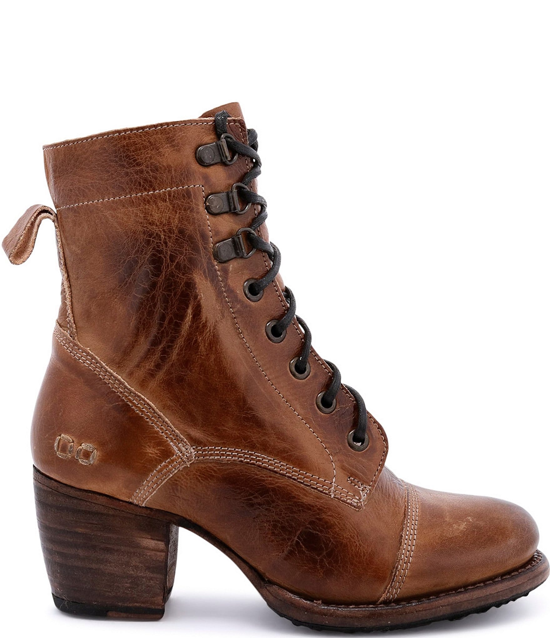 Bed Stu Judgement Leather Block Heel Combat Booties