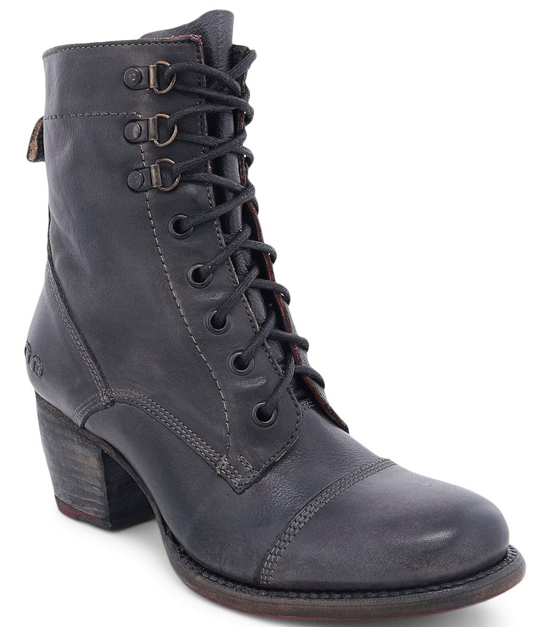 Schutz Calista Black Buckle Lace Up Round Toe Platform Mid Heel Combat Boots  (Black, 5) - Walmart.com