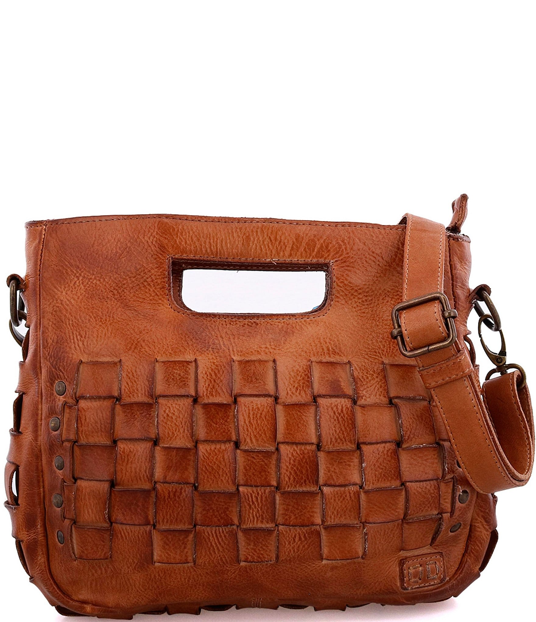 WOVEN LEATHER BAG - Brown