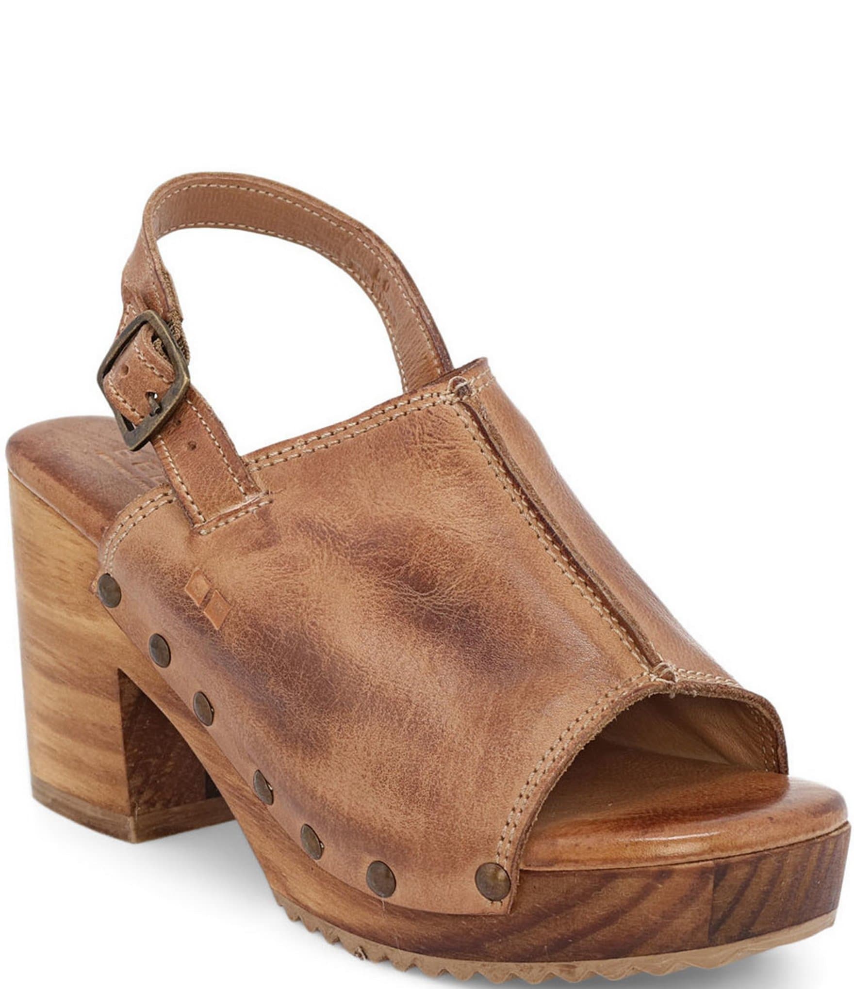NIB Korks Kork Ease Rayleigh Slingback Block Heel Leather Clogs Natural  8.5M 40 | eBay