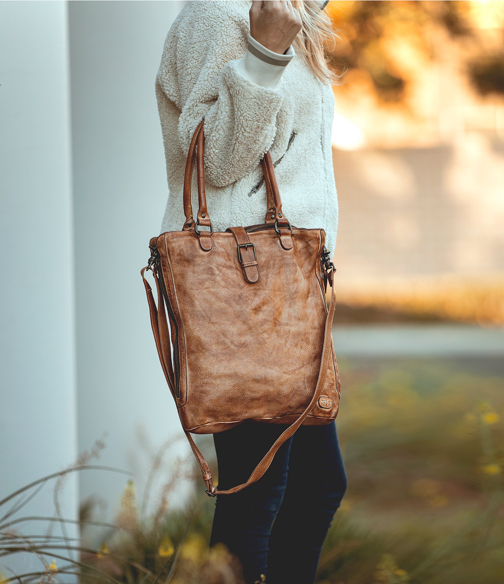 Bed Stu Mildred North South Leather Zip Tote Bag