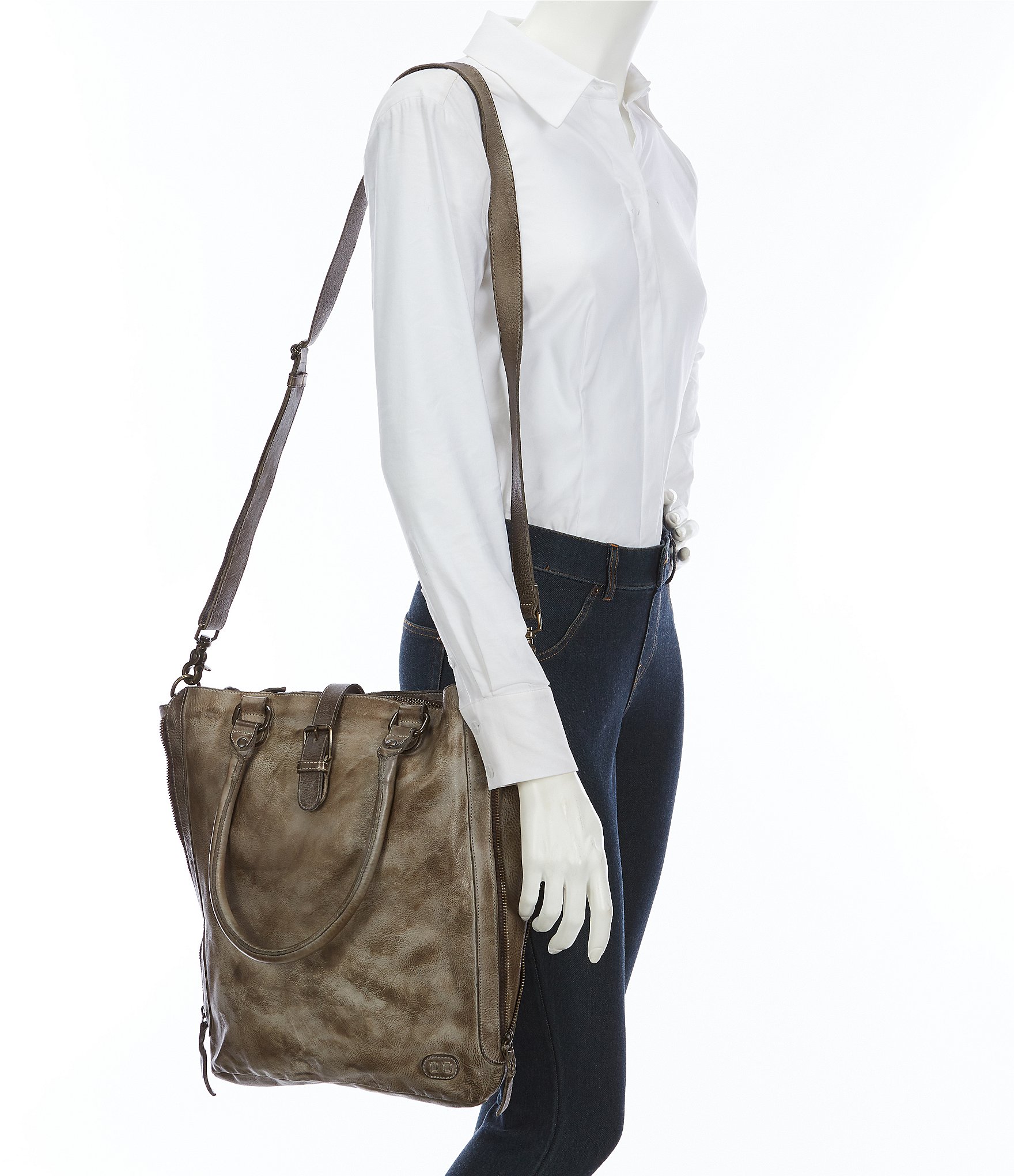 Bed Stu Mildred North South Leather Zip Tote Bag