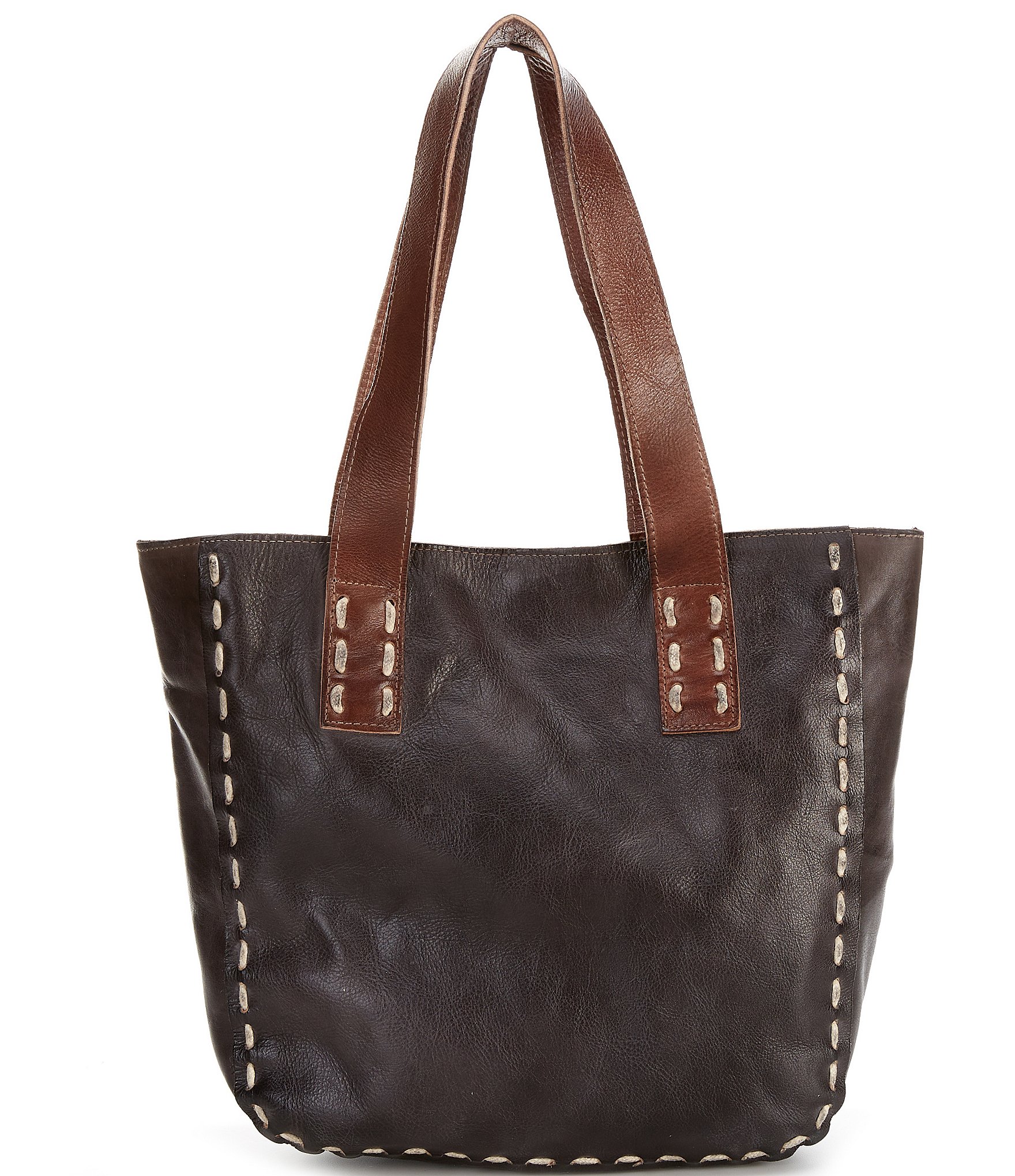 Bed Stu Stevie Black Teak Rustic Leather Shoulder Tote Bag