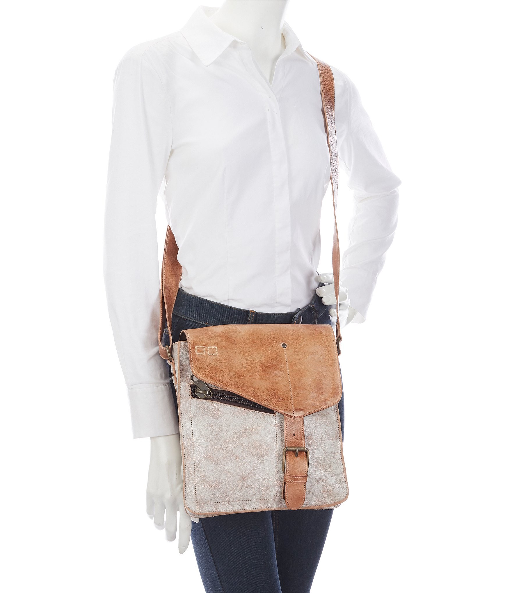 Bed Stu Venice Beach Buckle Weathered Rustic Leather Crossbody Bag