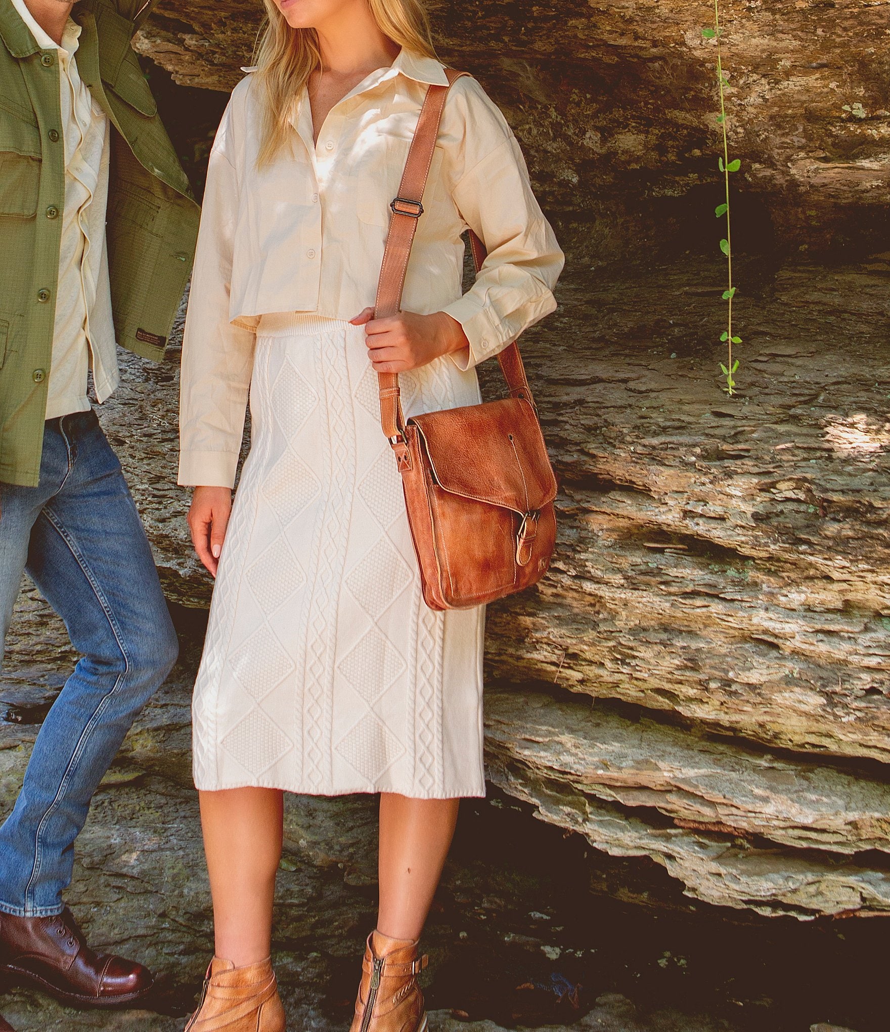 Bed Stu Venice Beach Weathered Leather Buckle Crossbody Bag