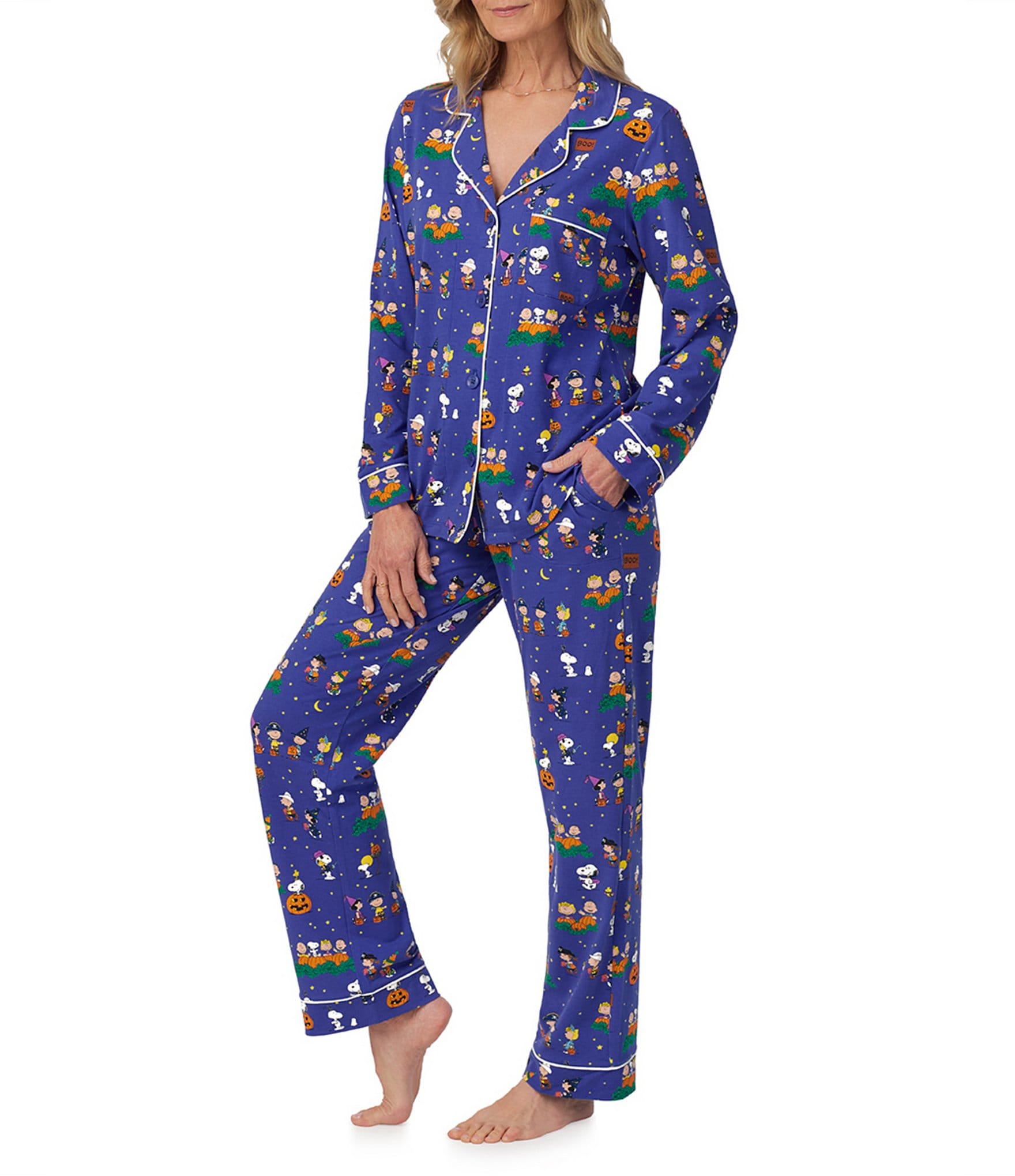 BedHead Pajamas Family Matching It's The Great Pumpkin Long Sleeve Notch Collar Knit Pajama Set