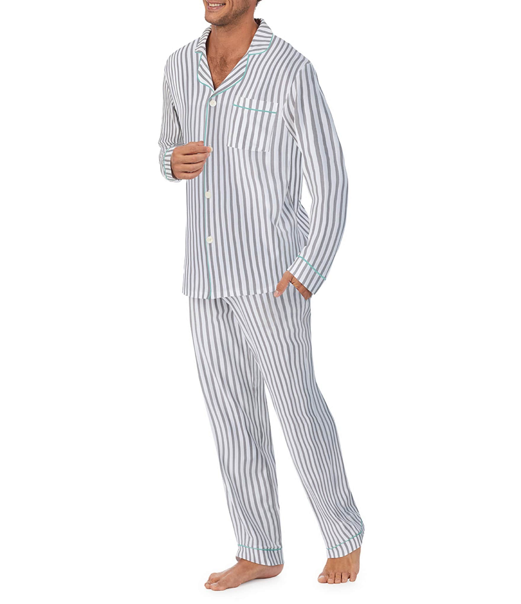 BedHead Pajamas Family Matching Long-Sleeve Grey Striped Classic PJ Set