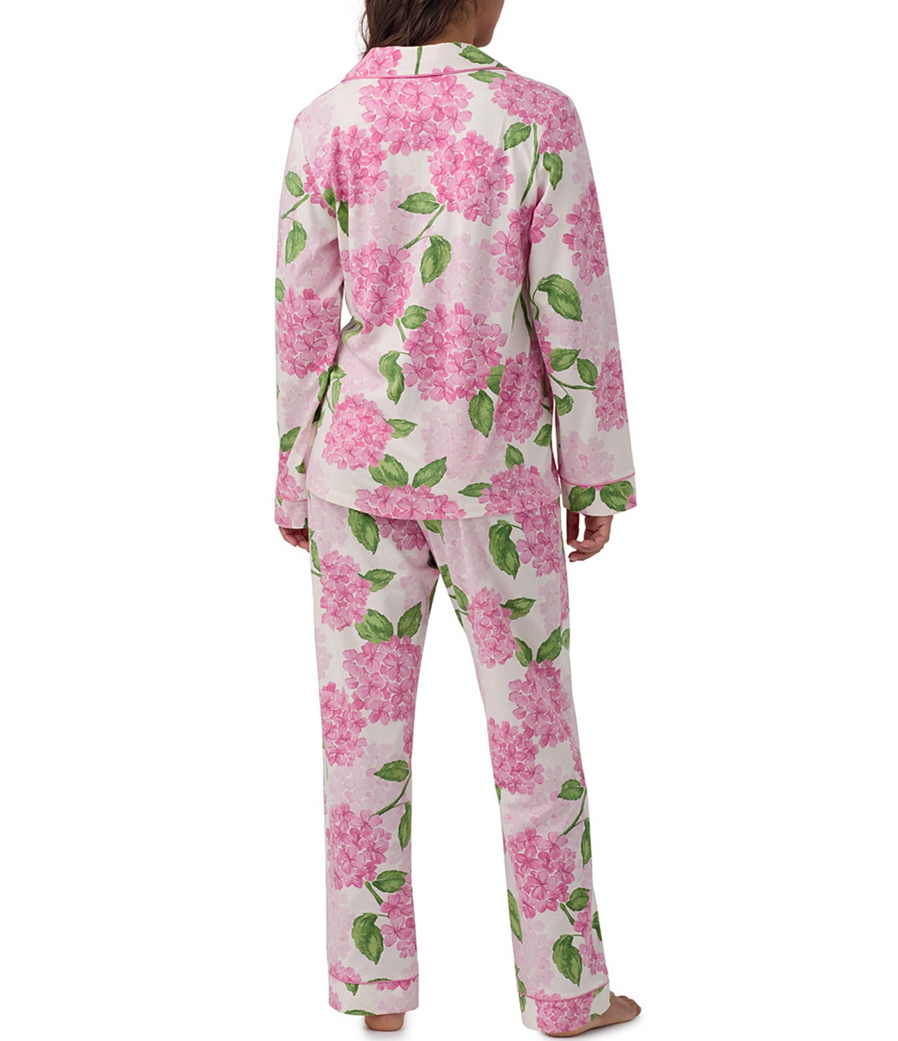 Bedhead Pajamas Long Sleeve Notch Collar Knit Hydrangea Print Pajama Set