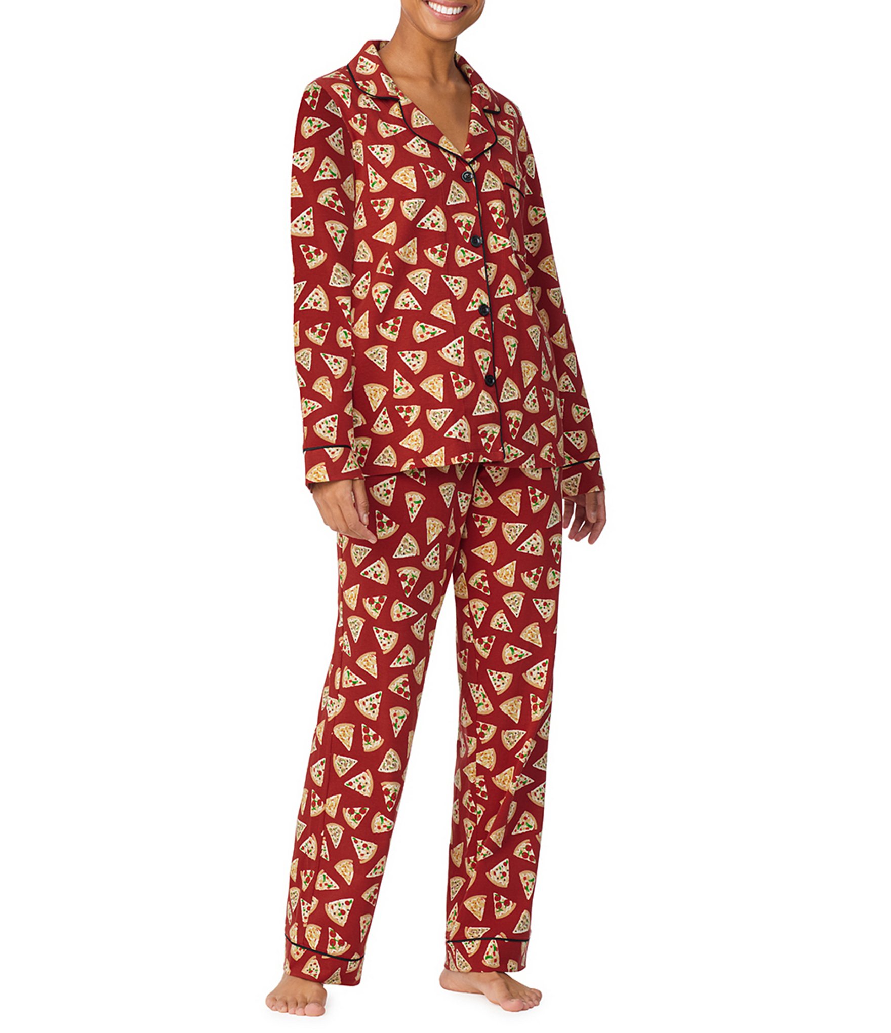 BedHead Pajamas Pizza Print Notch Collar Long Sleeve Pajama Set | Dillard's