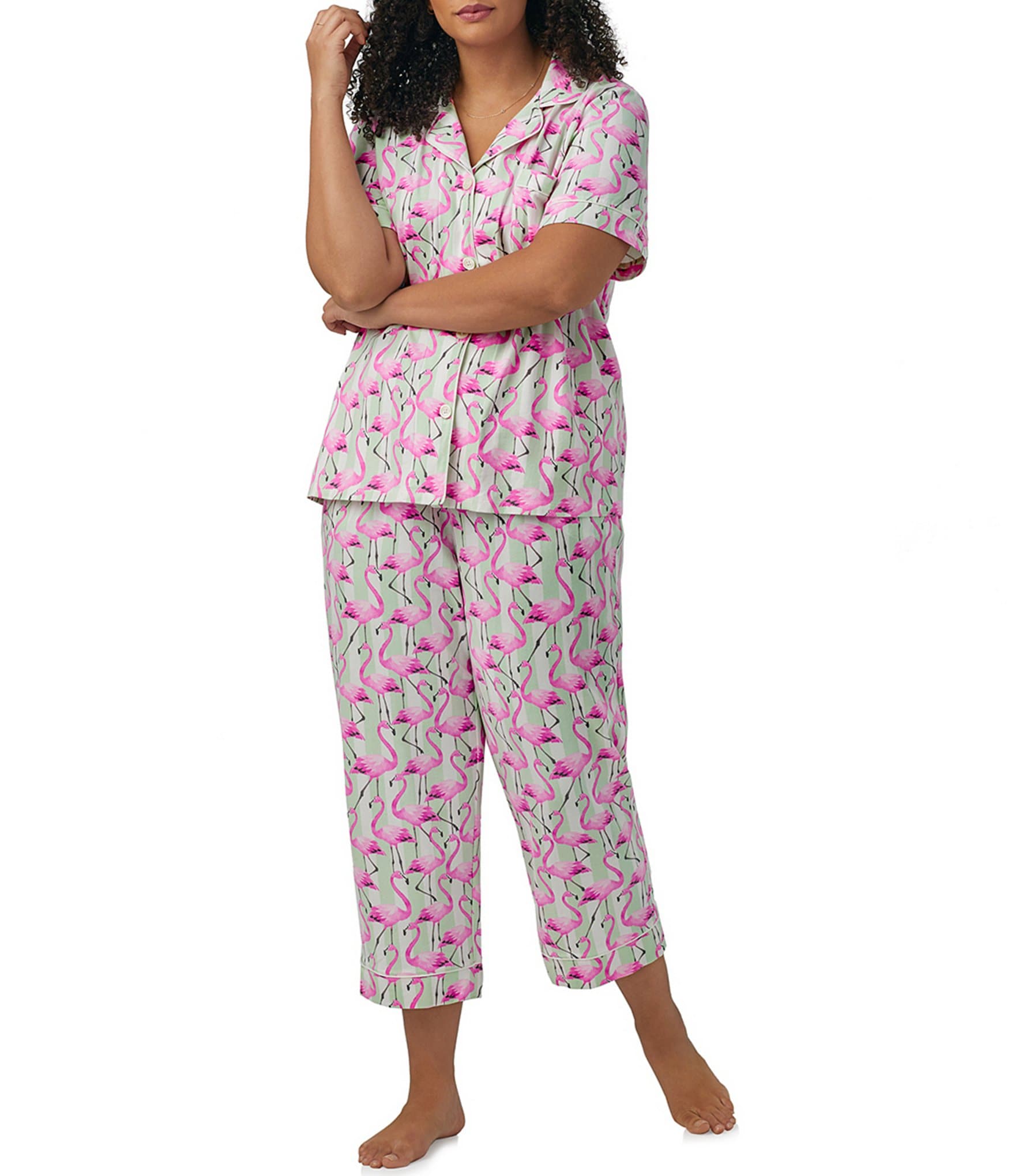 BedHead Pajamas Plus Size Short Sleeve Notch Collar Jersey Knit ...