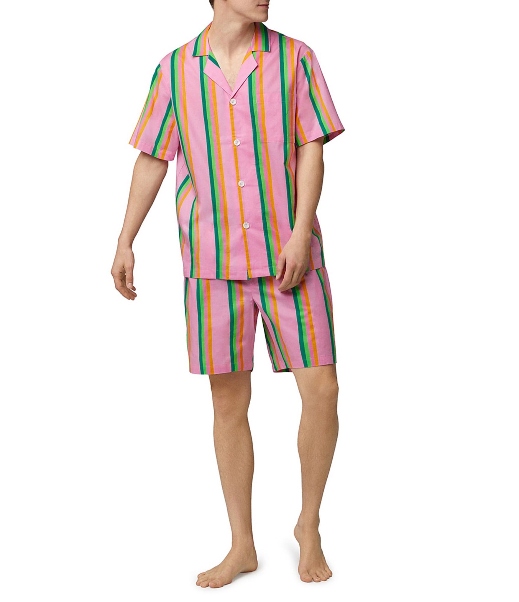 BedHead Pajamas Short Sleeve Woven Pineapple Stripe 2-Piece Pajama ...