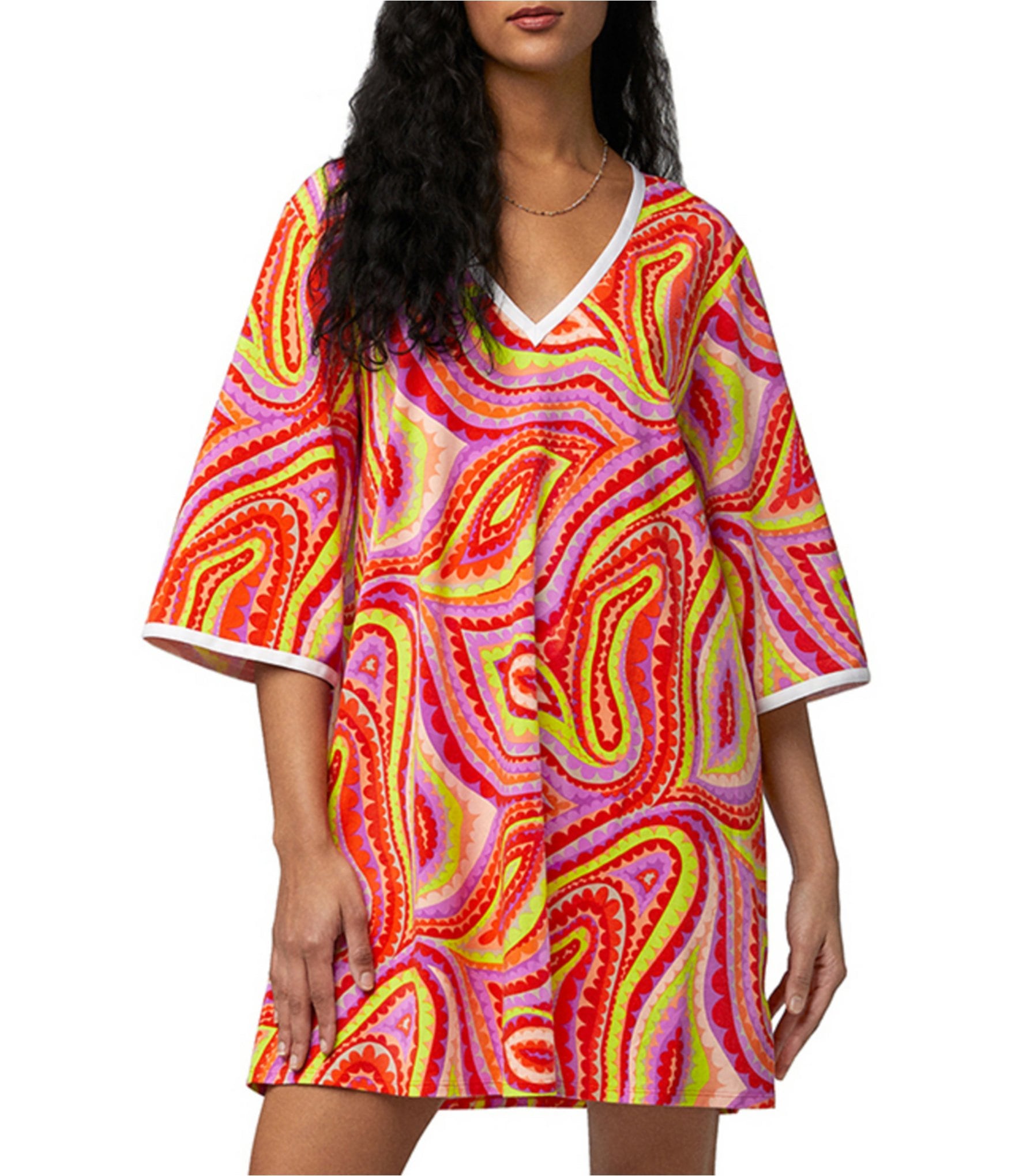 Bedhead Pajamas x Trina Turk Vivacious 3/4 Sleeve V-Neck Jersey Knit ...