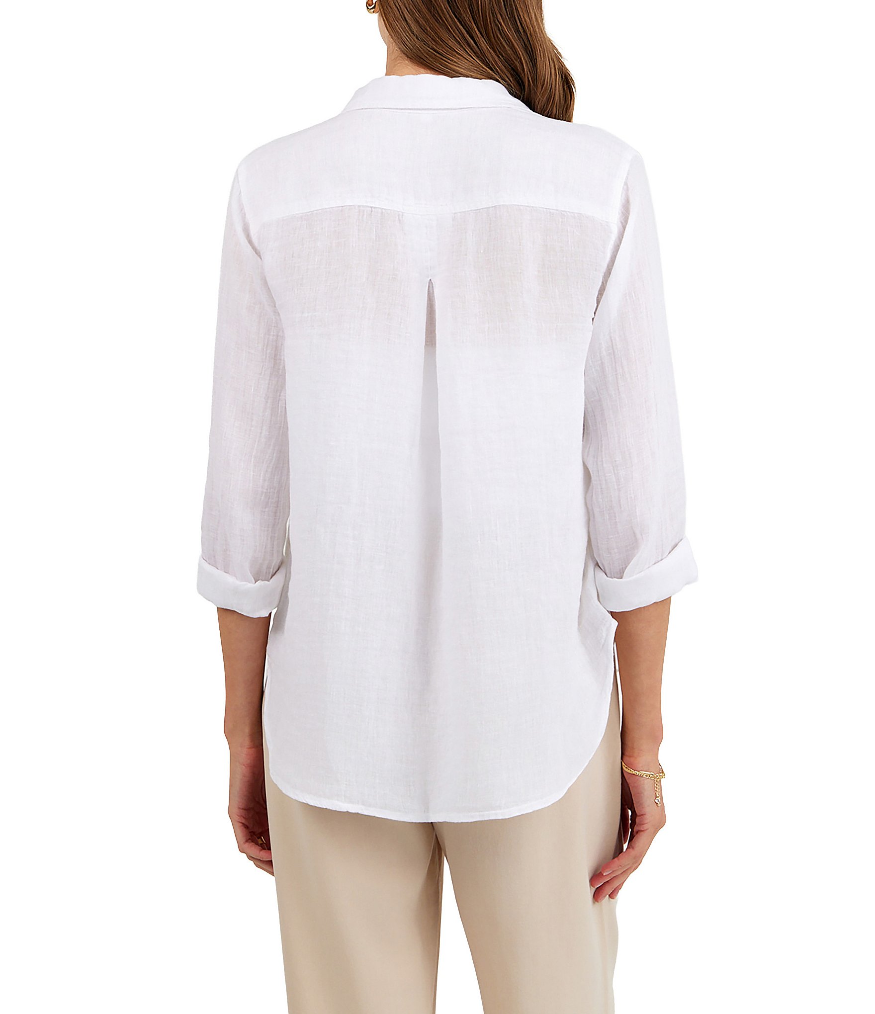 Bella Dahl Linen Collared Long Sleeve Button Down Shirt