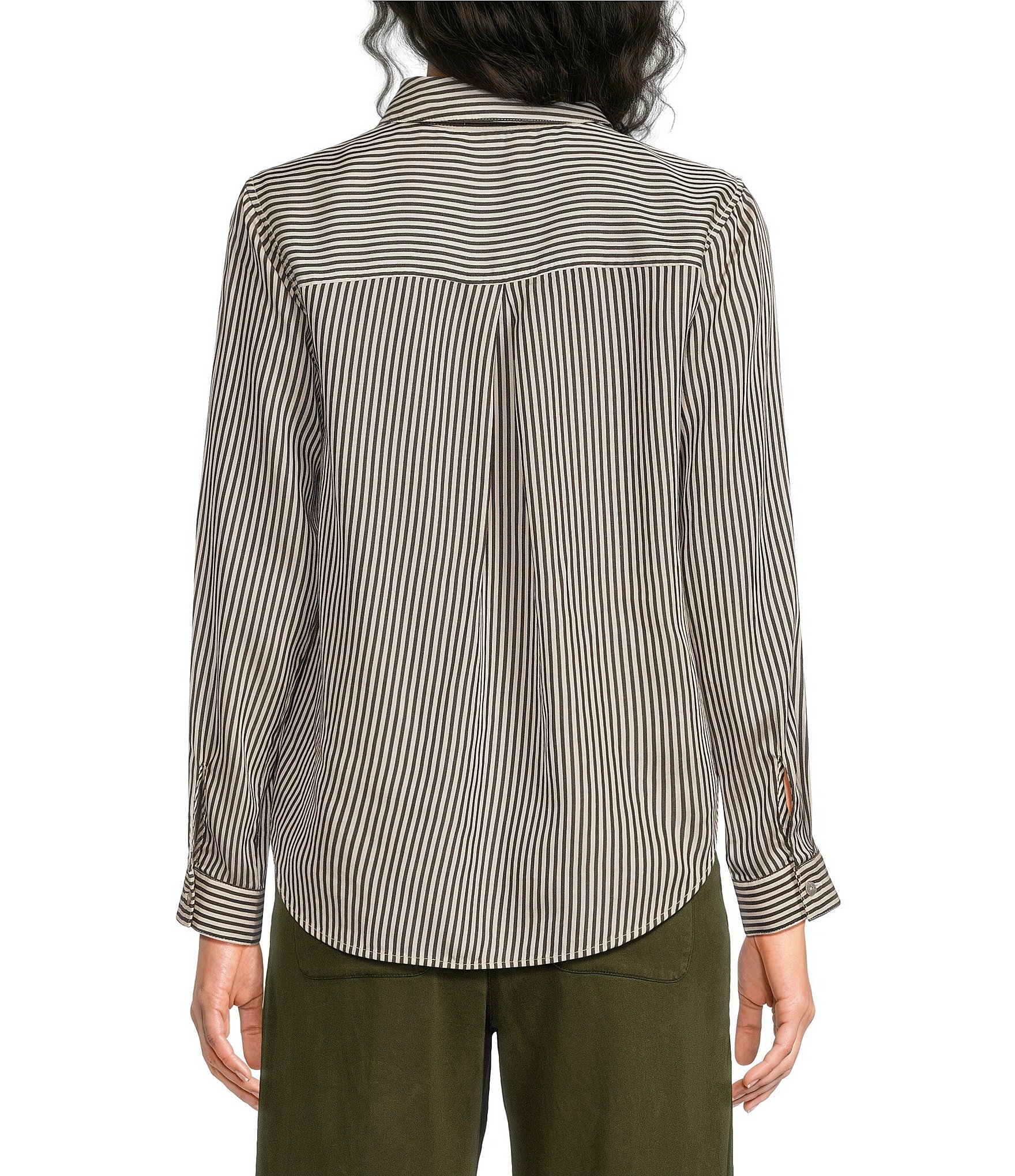 Bella Dahl Stripe Spread Collar Long Sleeve Button Front Shirt