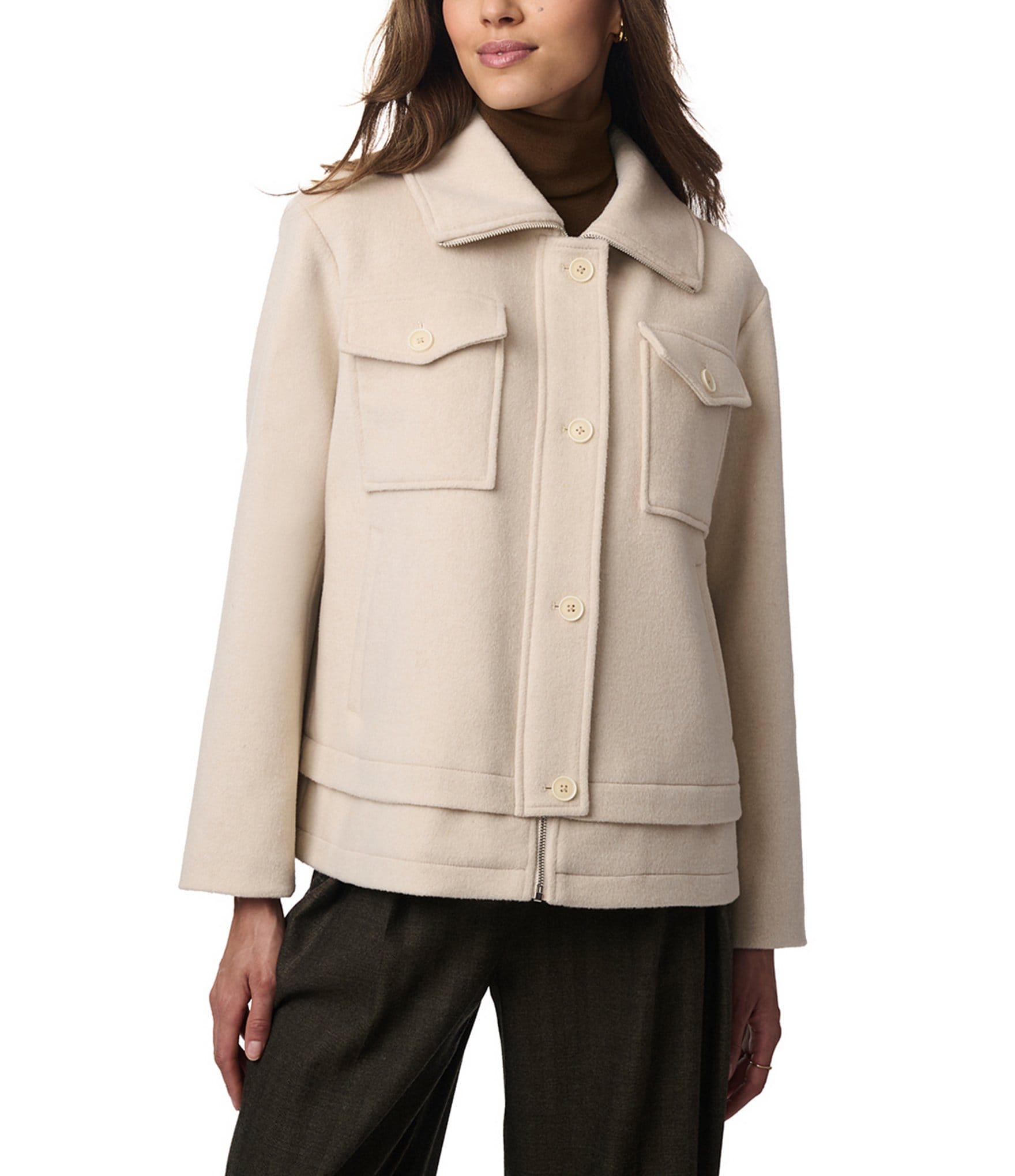 XFLWAM Women's Winter Wool Coat Stand Collar Single Breasted