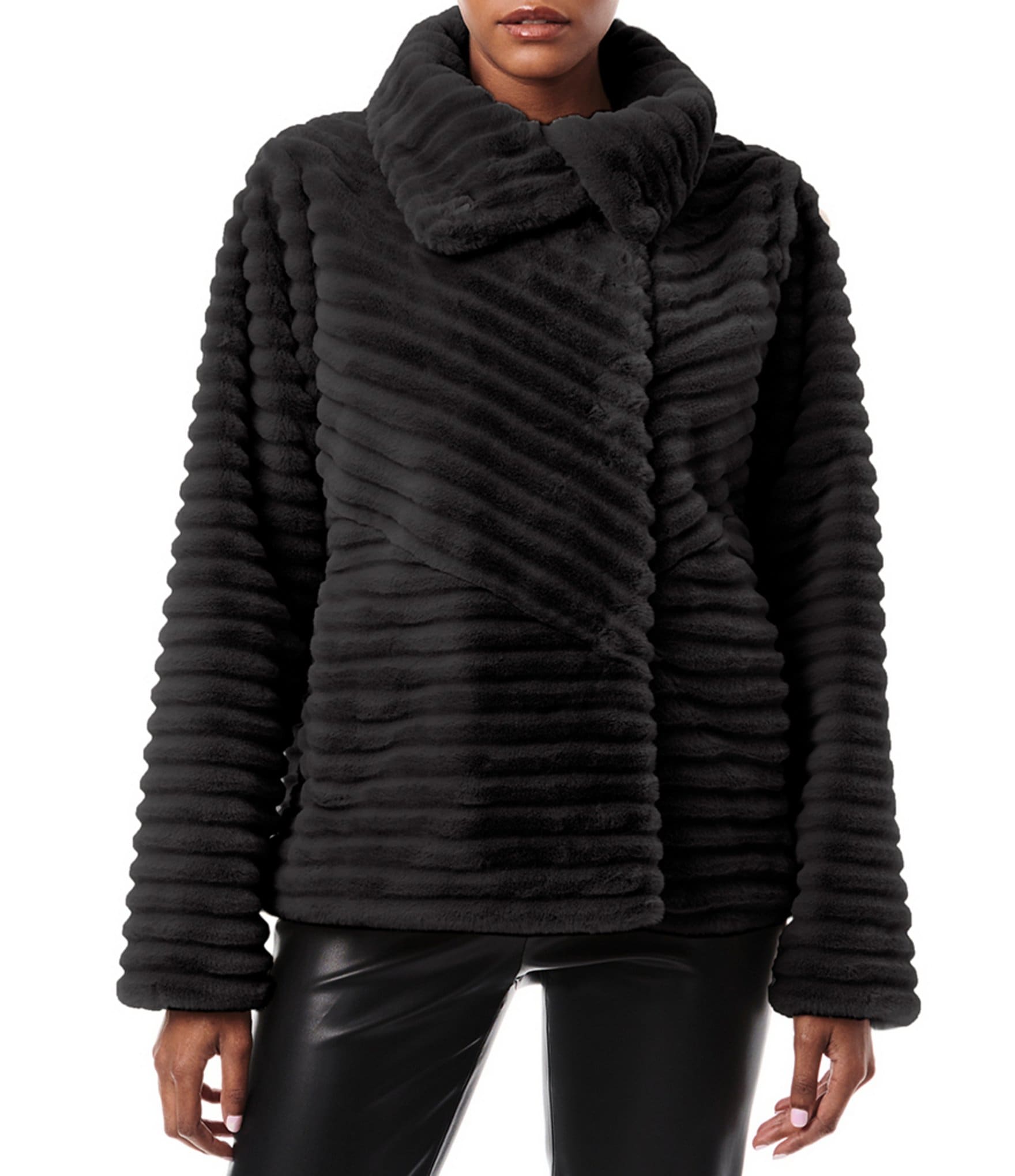 Bernardo Women's Maxi Coat with Faux Fur Trim - Black