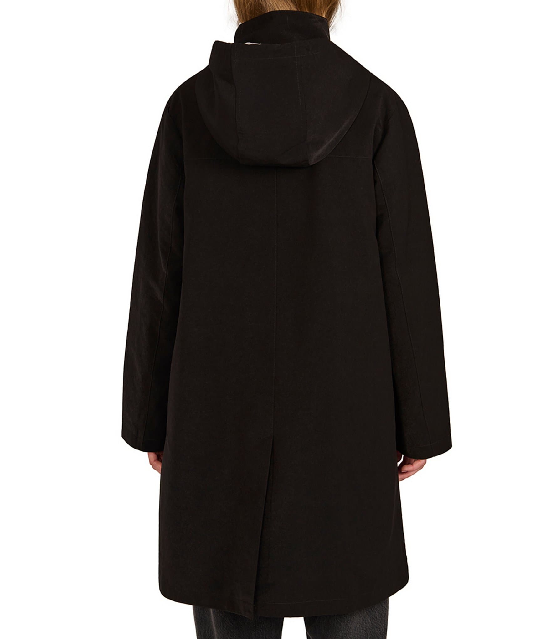 Bernardo Hooded Patchwork Pocket Oversize Fit Raincoat