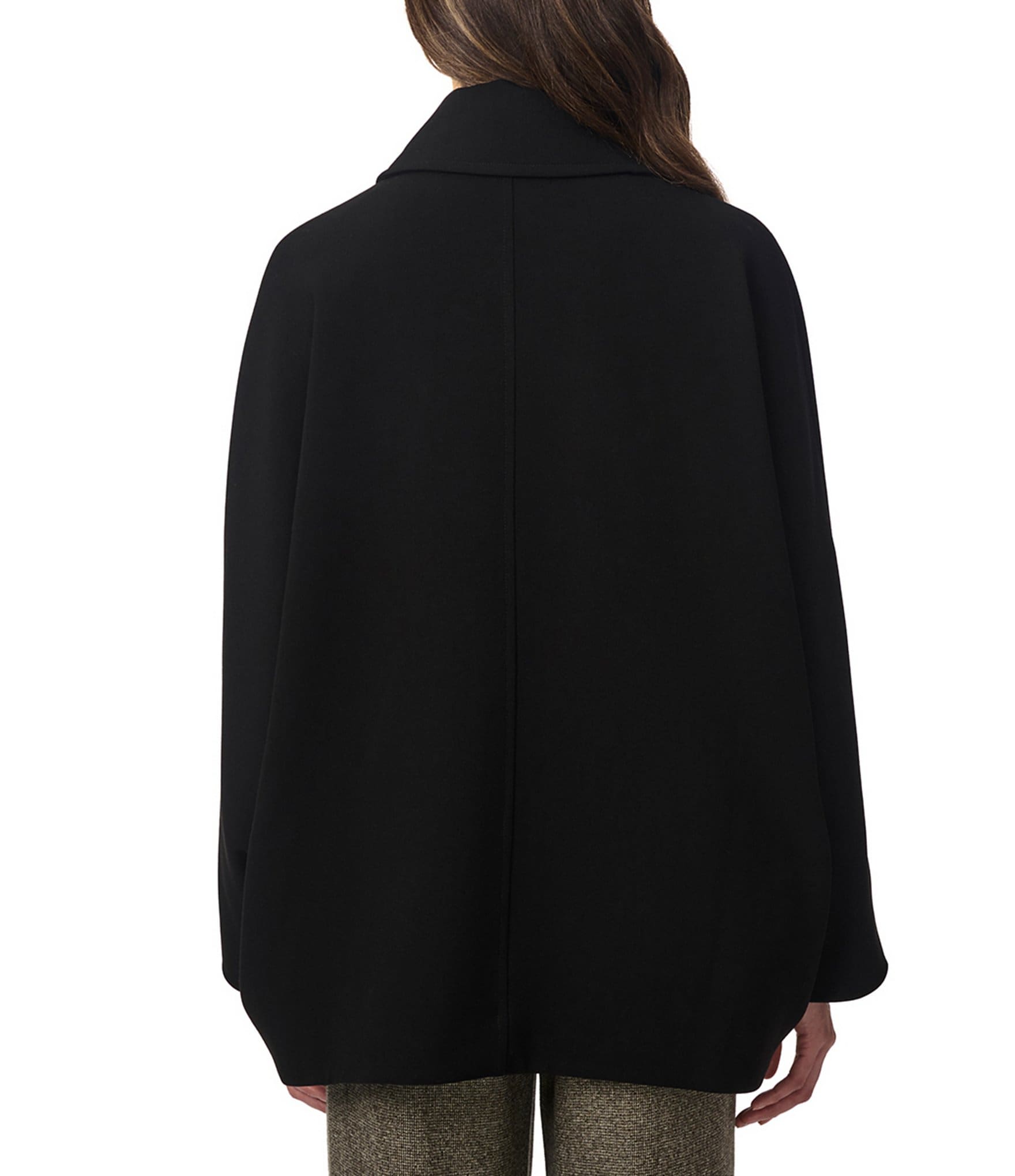 Bernardo Light Weight Notch Lapel Collar Batwing Sleeve Asymmetric Hem Jacket