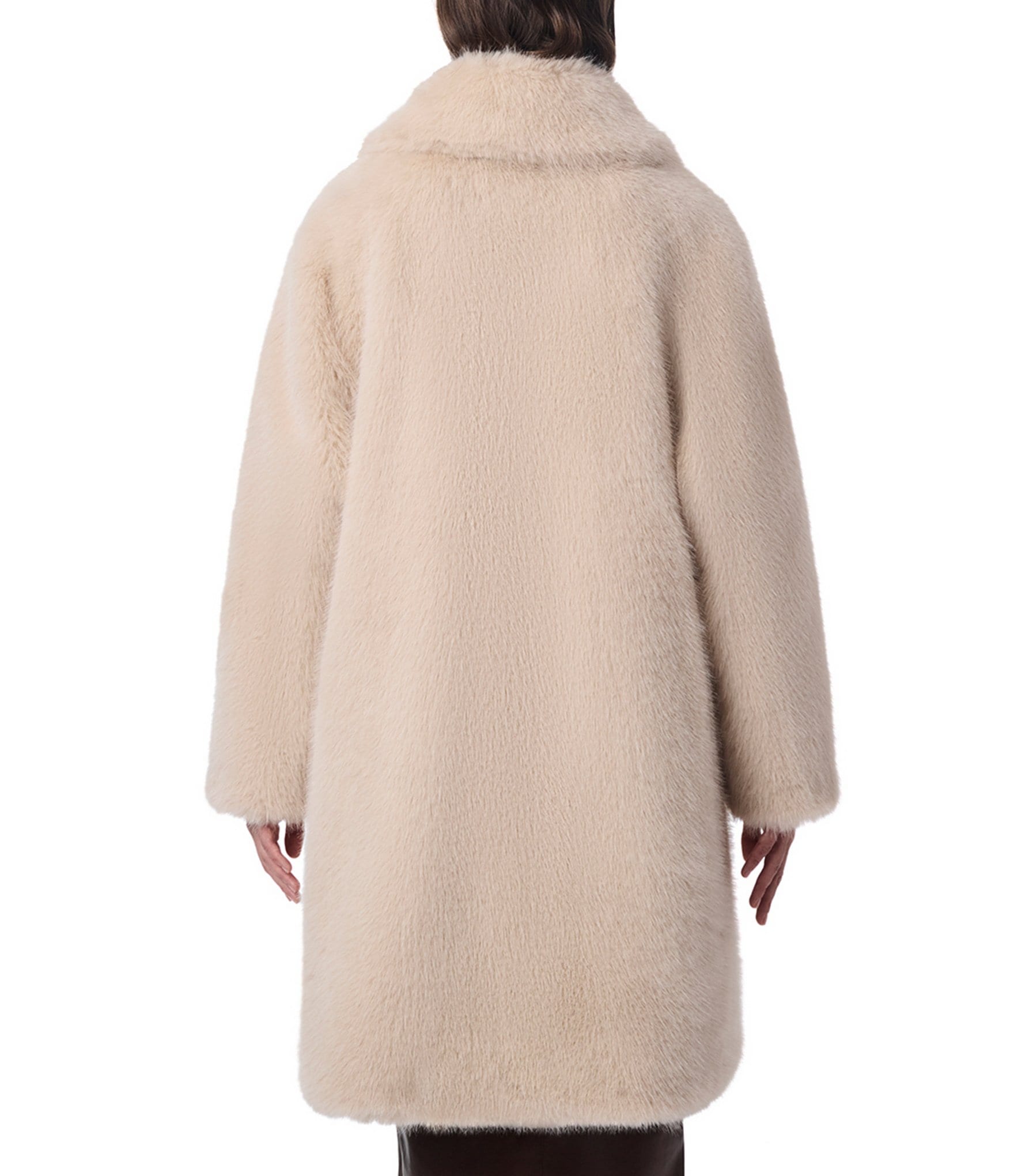 Bernardo Luxe Faux Fur Point Collar Long Sleeve Oversize Fit Coat