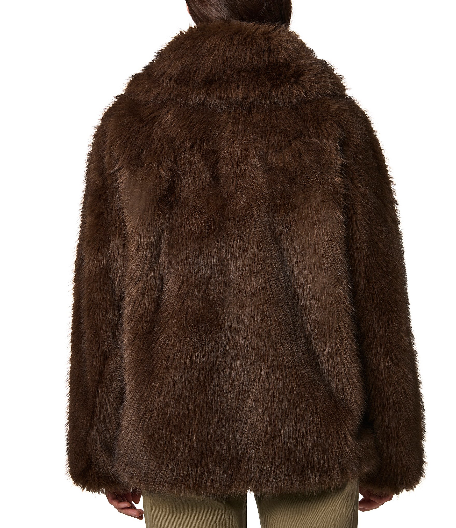 Bernardo Tipped Faux Fur Collar Button Front Poncho Coat