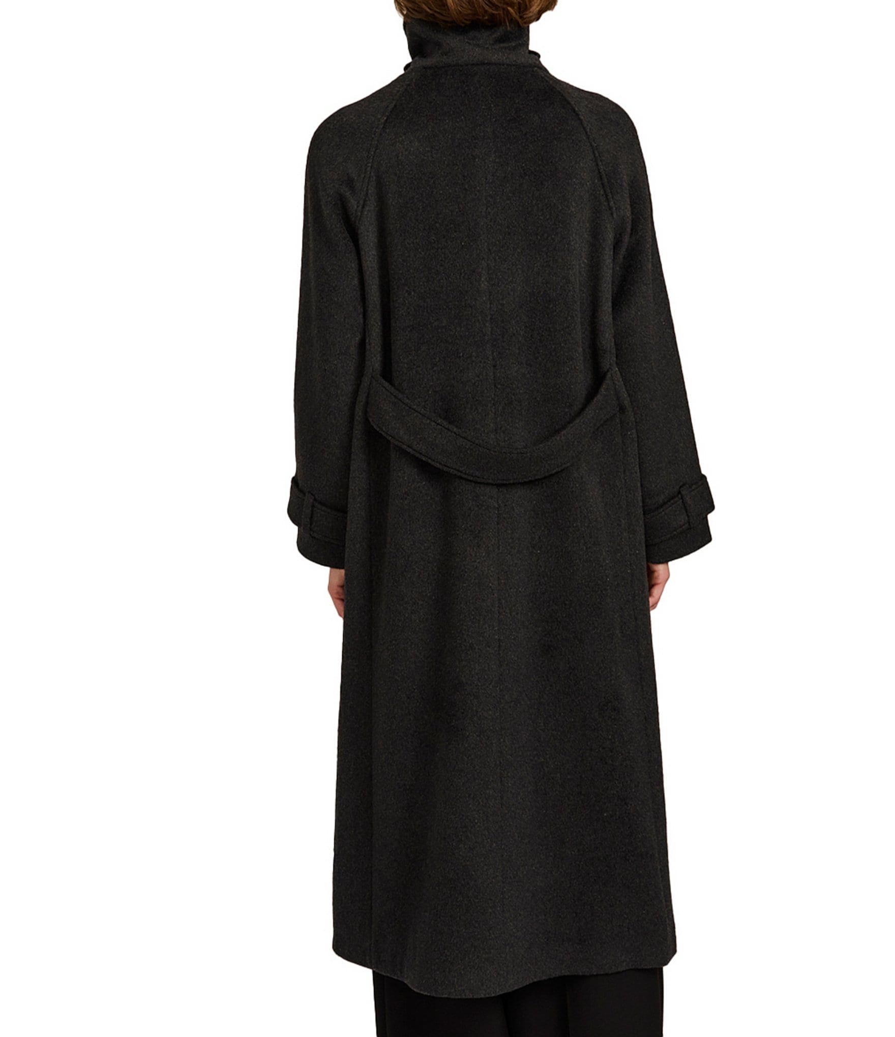 Bernardo Wool Blend Funnel Neck Back Belted Long Button Front Walker Coat