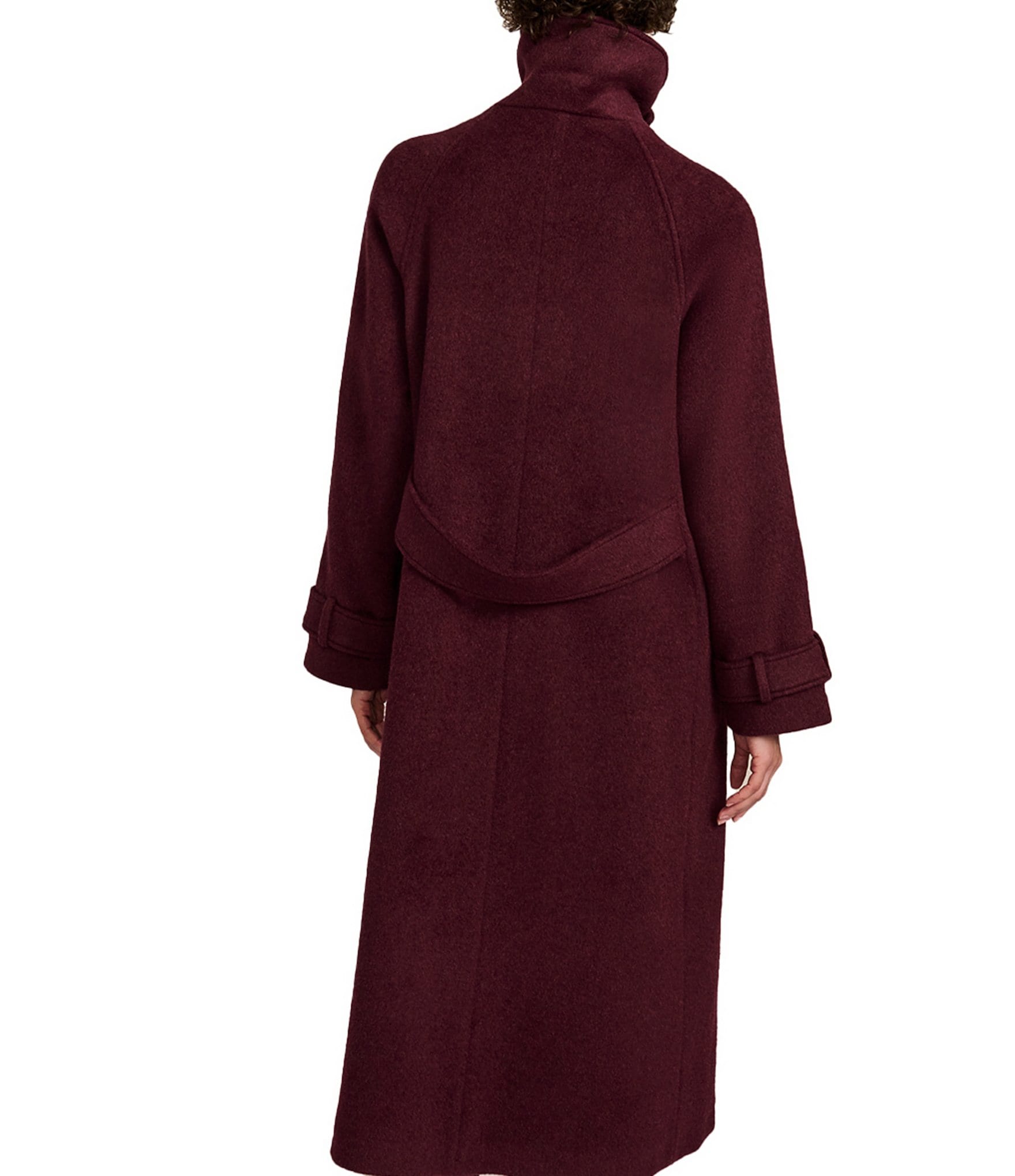 Bernardo Wool Blend Funnel Neck Back Belted Long Button Front Walker Coat