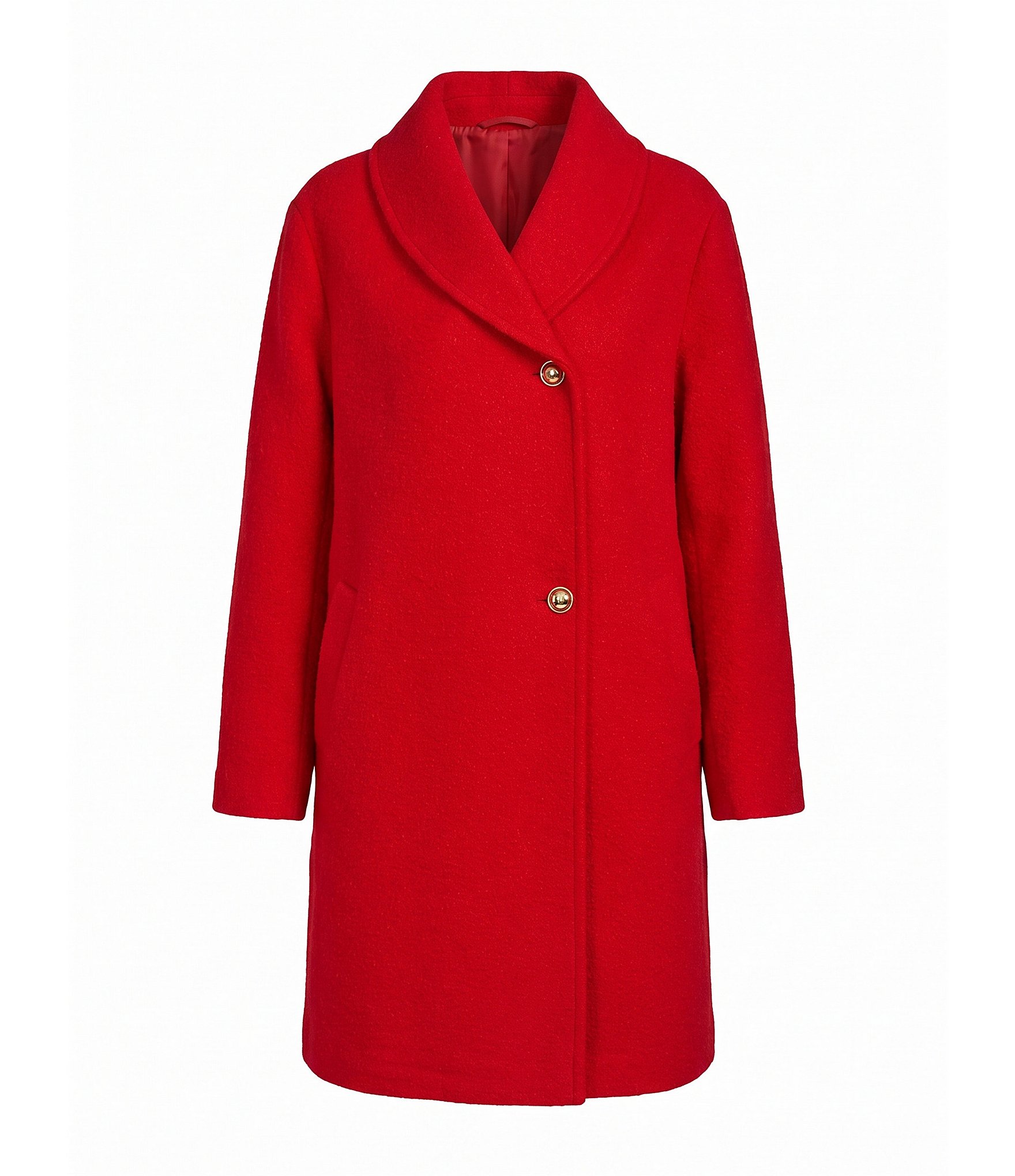 Bernardo Wool Blend Fuzzy Texture Stand Collar Wrap Coat