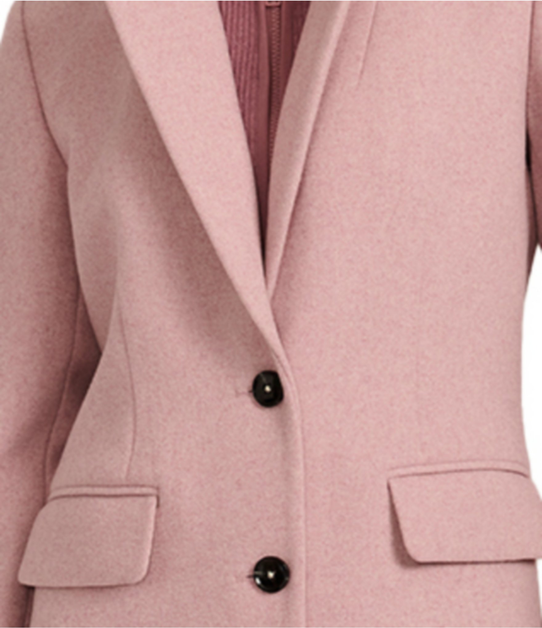 Bernardo Wool Blend Notch Lapel Rib Front Bib Button Front Top Coat