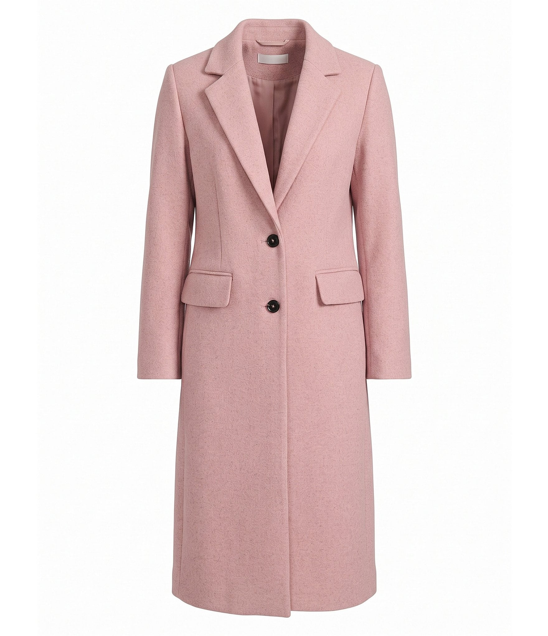Bernardo Wool Blend Notch Lapel Rib Front Bib Button Front Top Coat