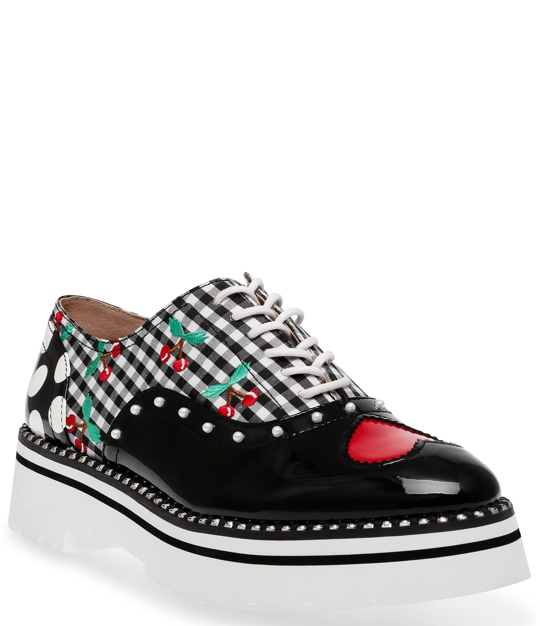 Betsey Johnson Abbott Gingham & Cherry Platform Oxfords | Dillard's