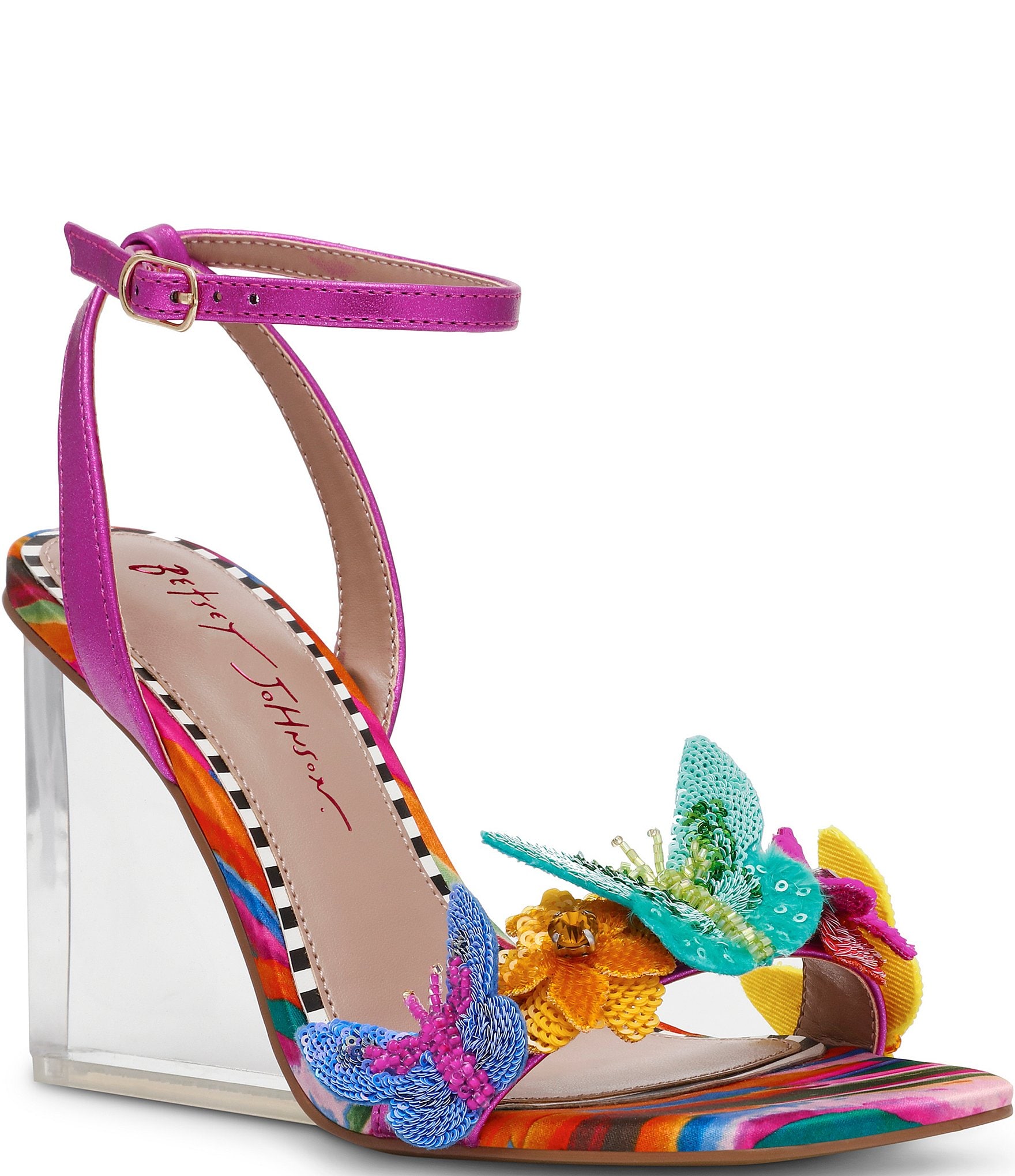 Betsey Johnson Apolo Beaded Butterfly Clear Wedge Floral