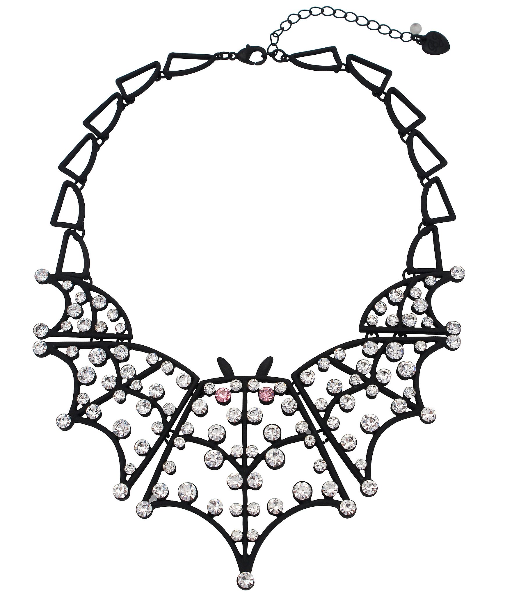 Betsey Johnson Bat Statement Bib Crystal Collar Necklace