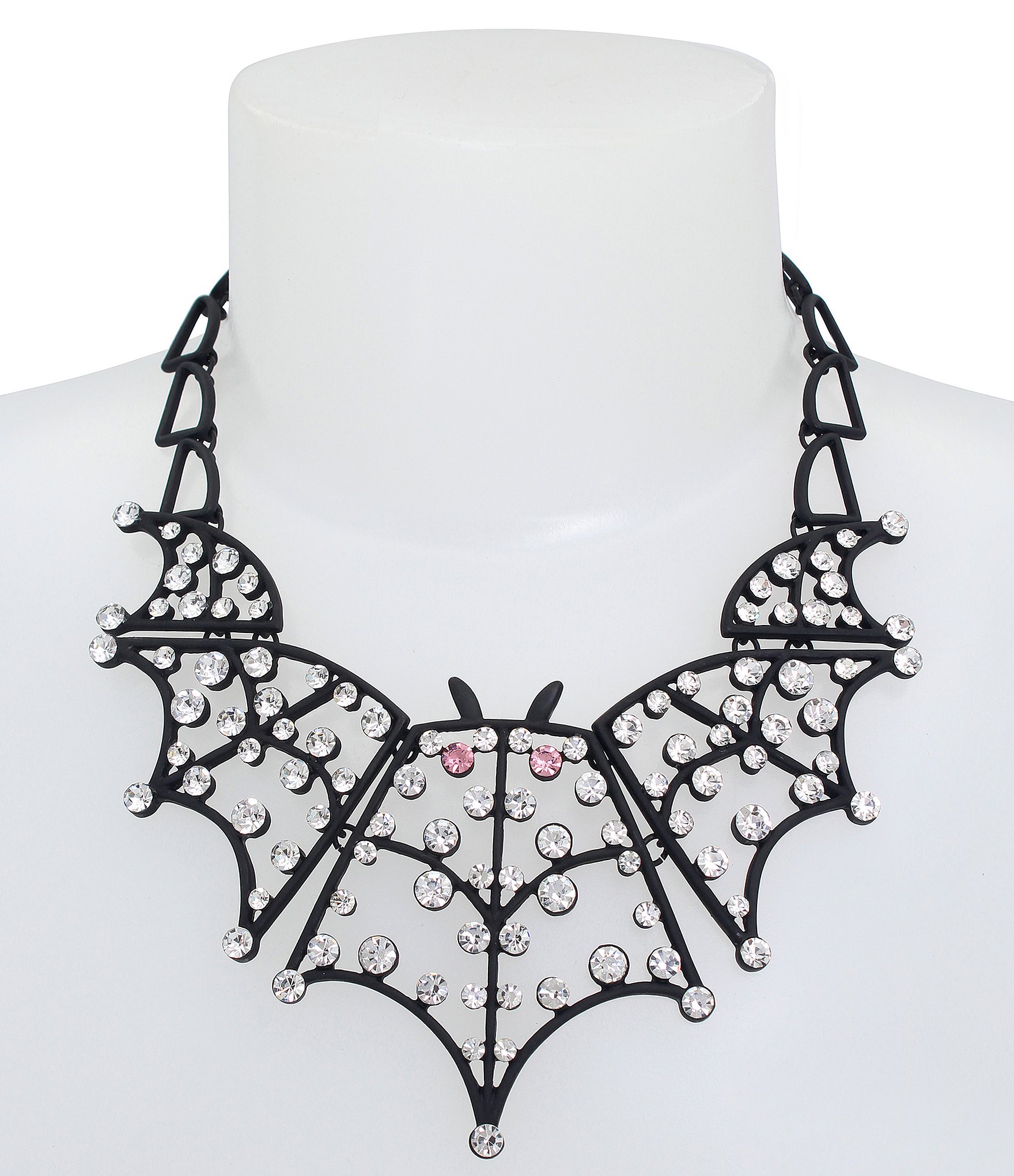 Betsey Johnson Bat Statement Bib Crystal Collar Necklace