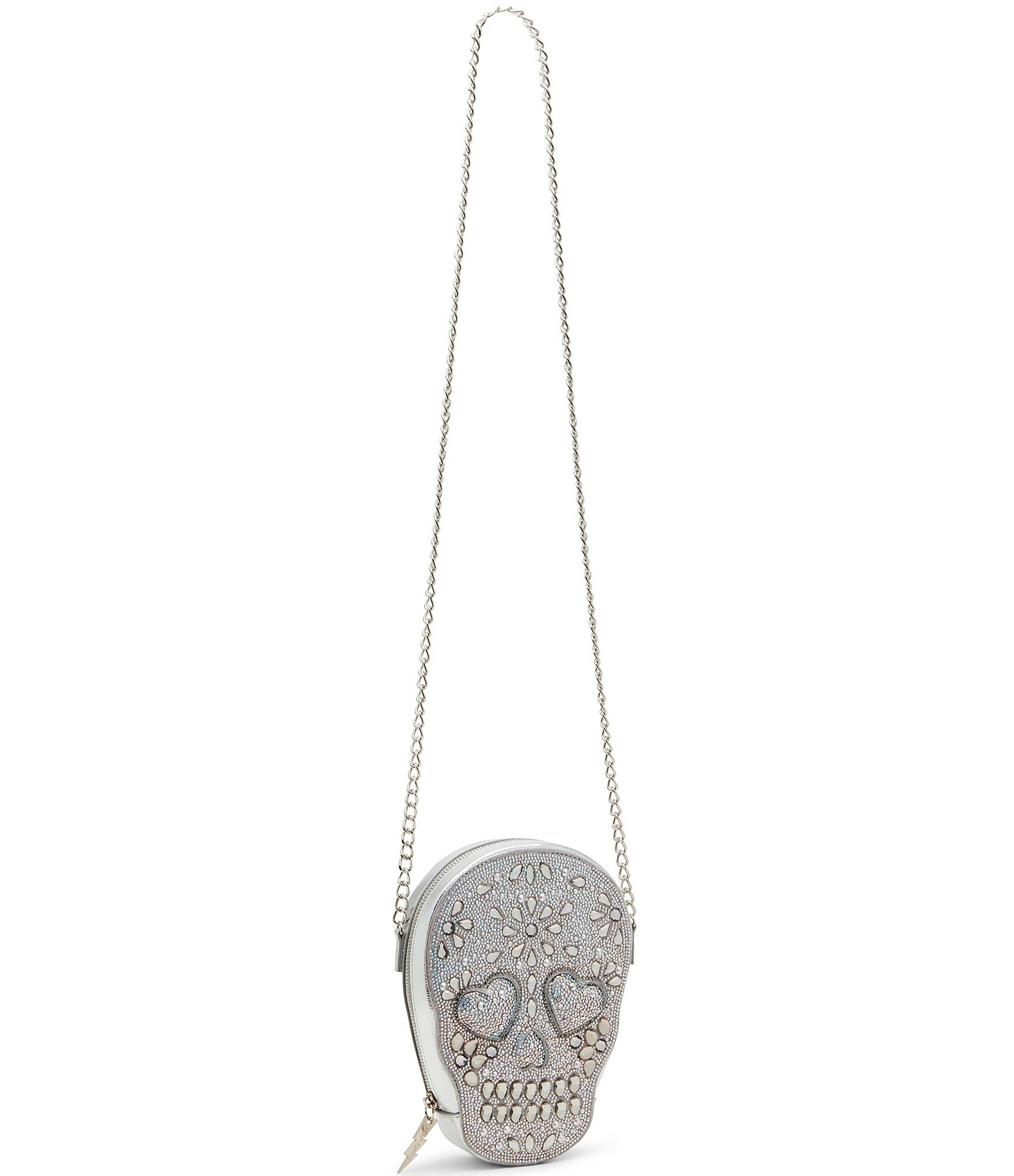 Betsey Johnson Bone-Jour Rhinestone Embellished Skull Crossbody Bag