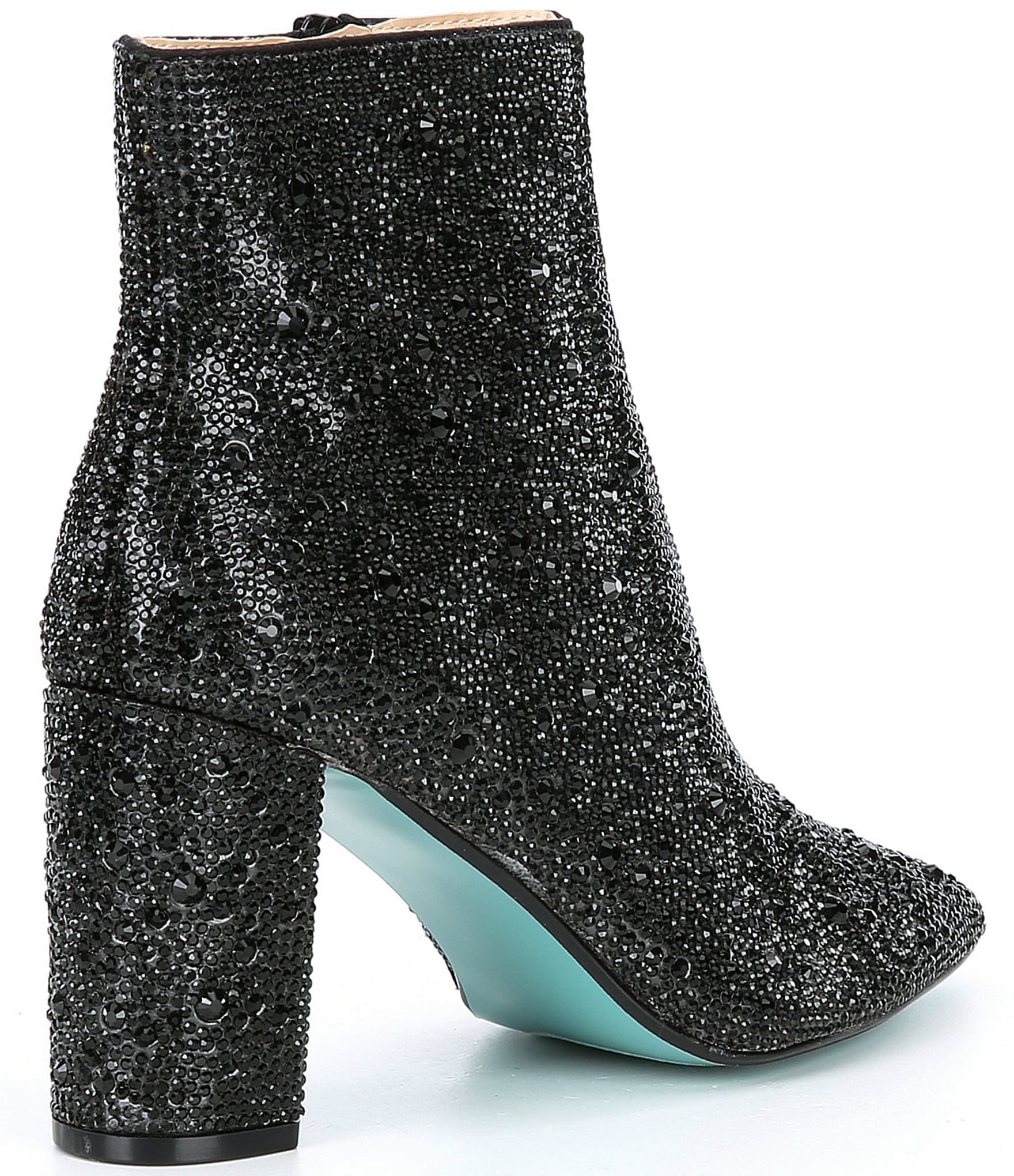 Blue by Betsey Johnson Cady Rhinestone Embellished Block Heel Booties